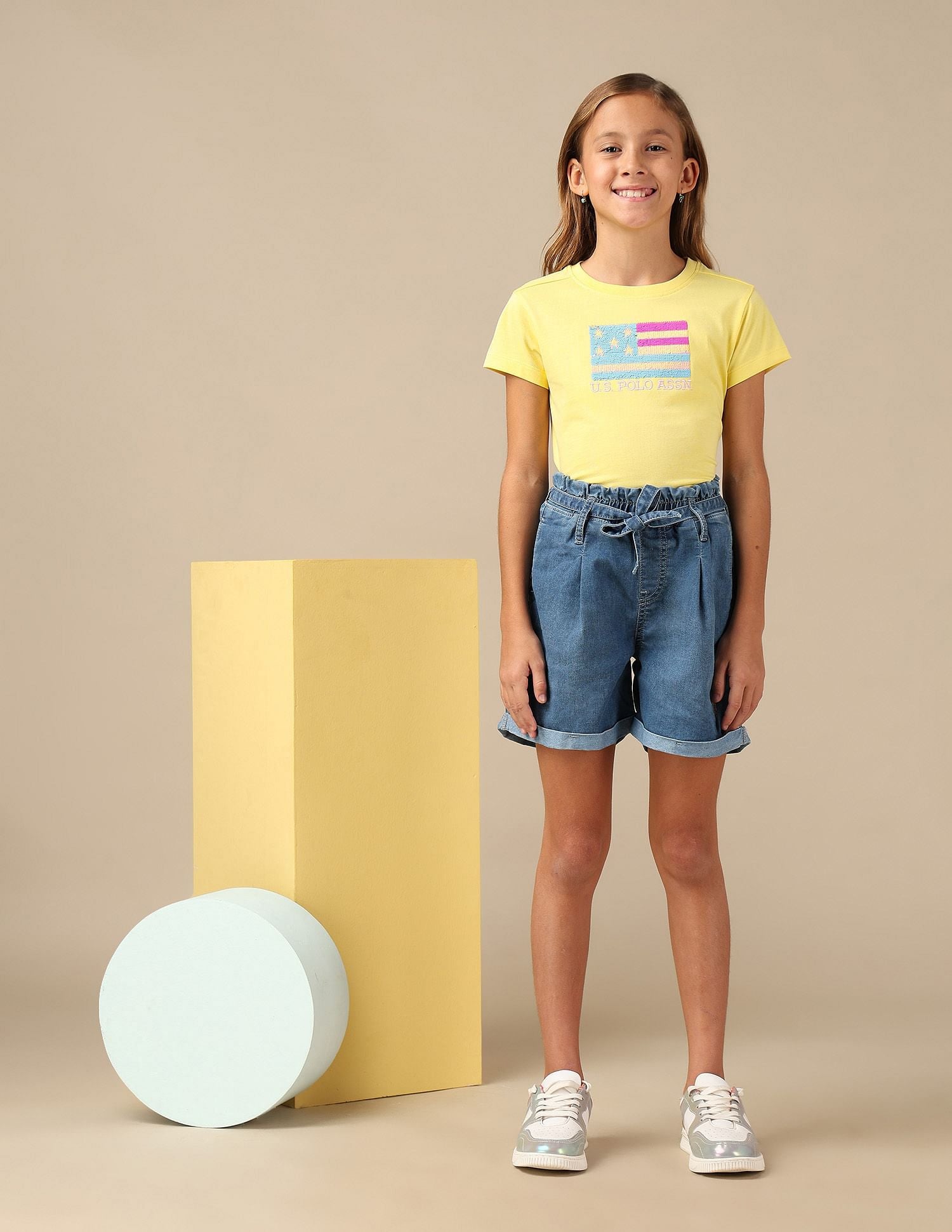 Girls Flip Sequins Relaxed Fit  T-Shirt Yellow - U.S. POLO ASSN. | Large