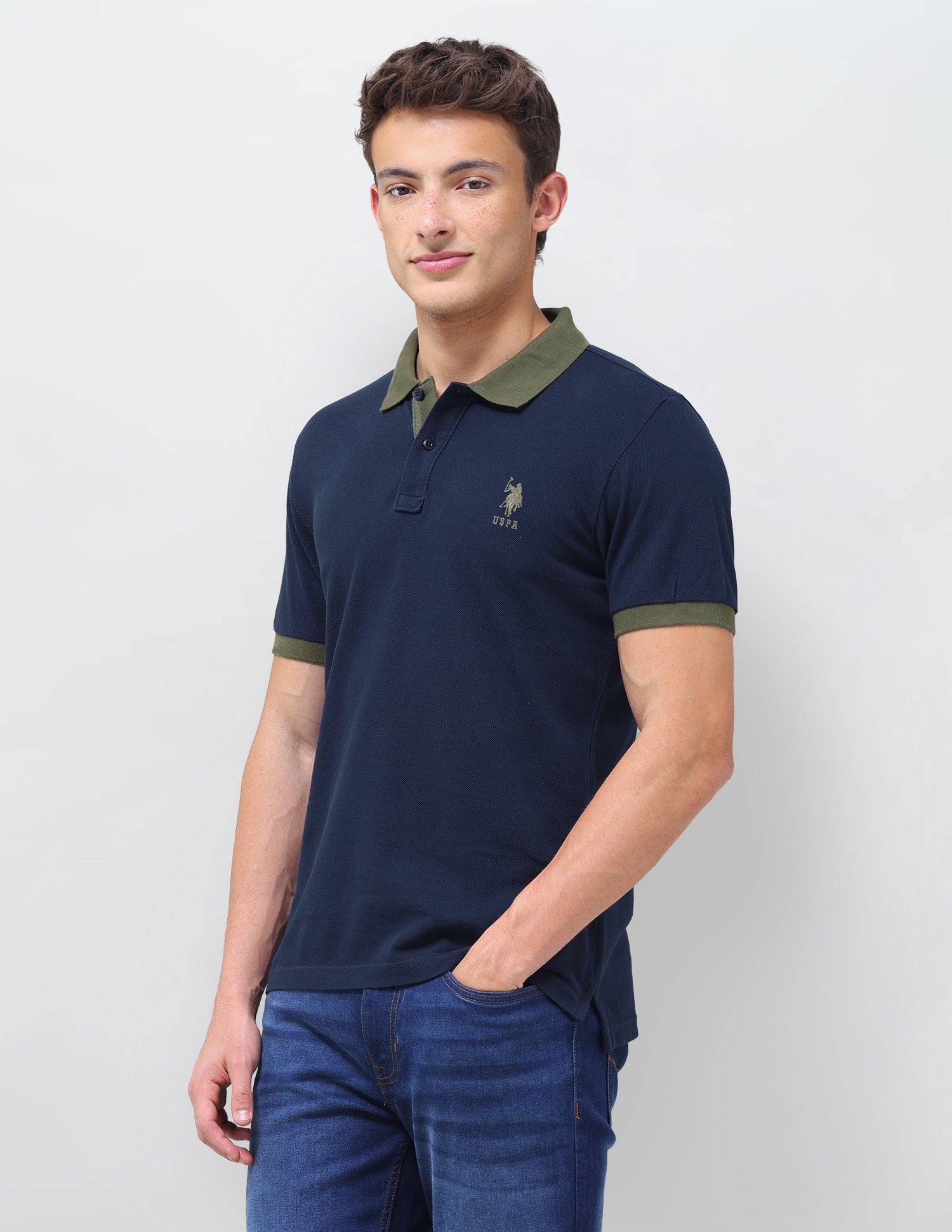 Solid Regular Fit Polo Shirt Navy - U.S. Polo Assn. India | Large