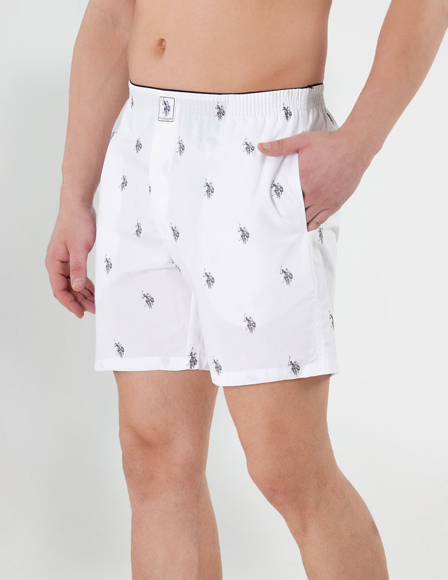 Signature Logo Pure Cotton I021 Boxers - Pack Of 1 White - U.S. POLO ASSN. | Large