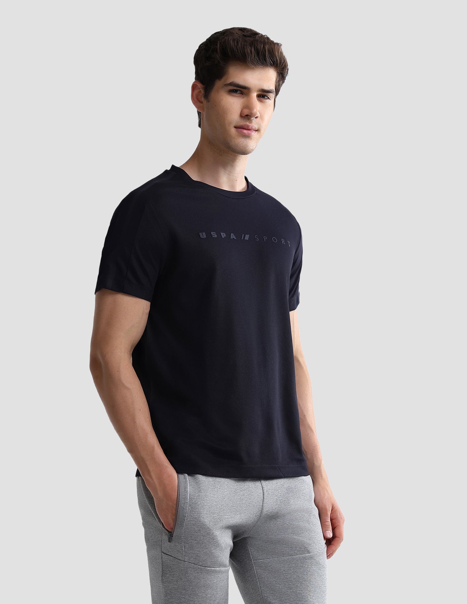 Solid Slim Fit Active T-Shirt Navy - U.S. Polo Assn. India | Large