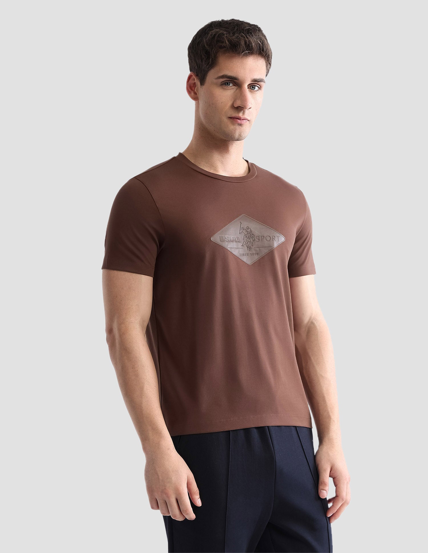 Brand Embossed Regular Fit Active T-Shirt Brown - U.S. POLO ASSN. | Large