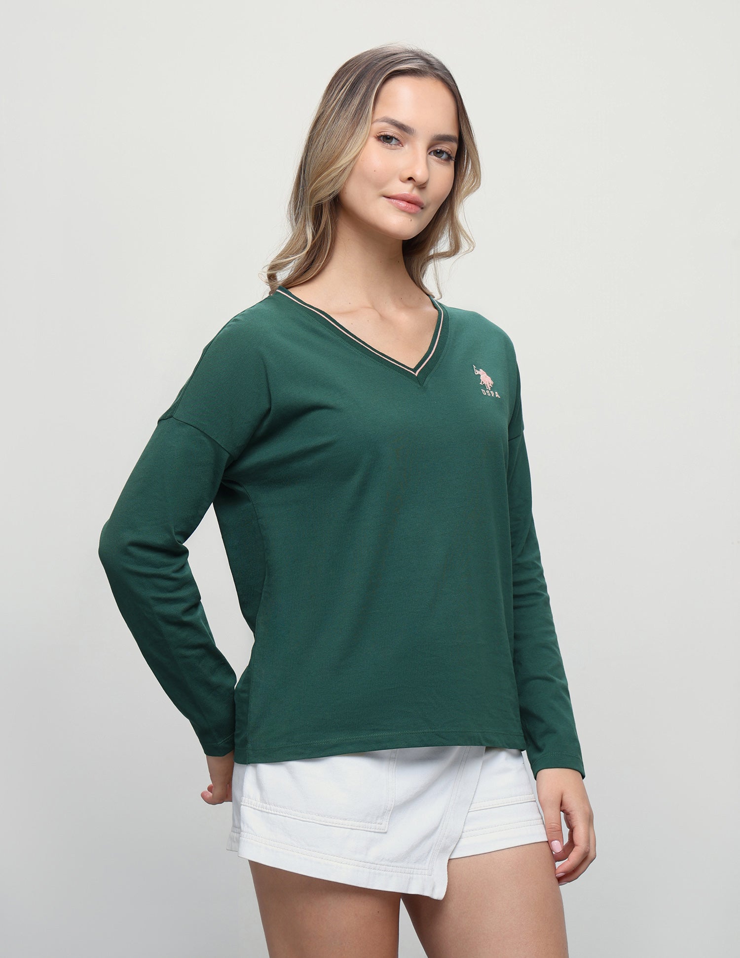 Solid Relaxed Fit T-Shirt Dark Green - U.S. Polo Assn. India | Large