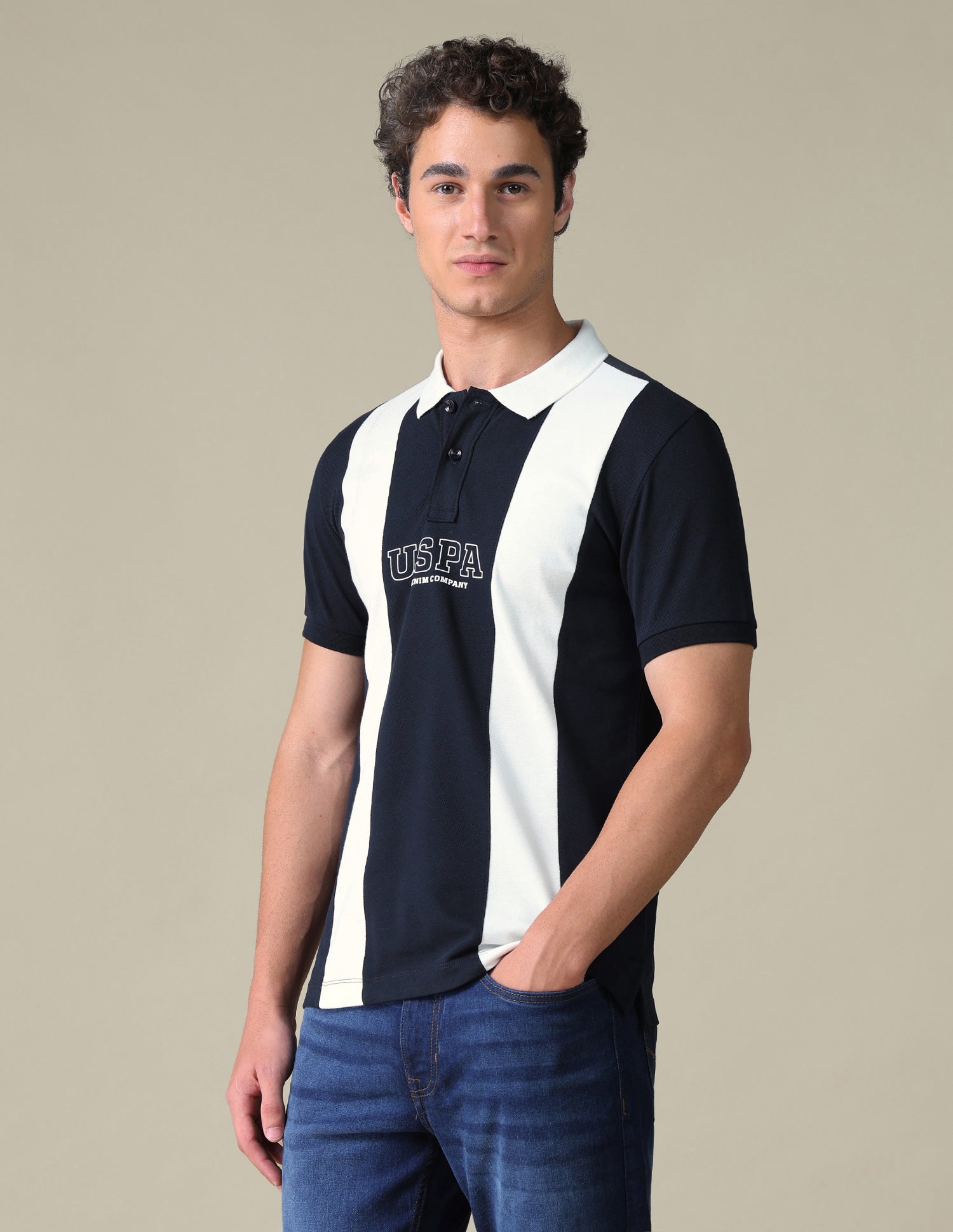 Slim Fit Colour Blocked Polo Shirt Navy - U.S. Polo Assn. India | Large