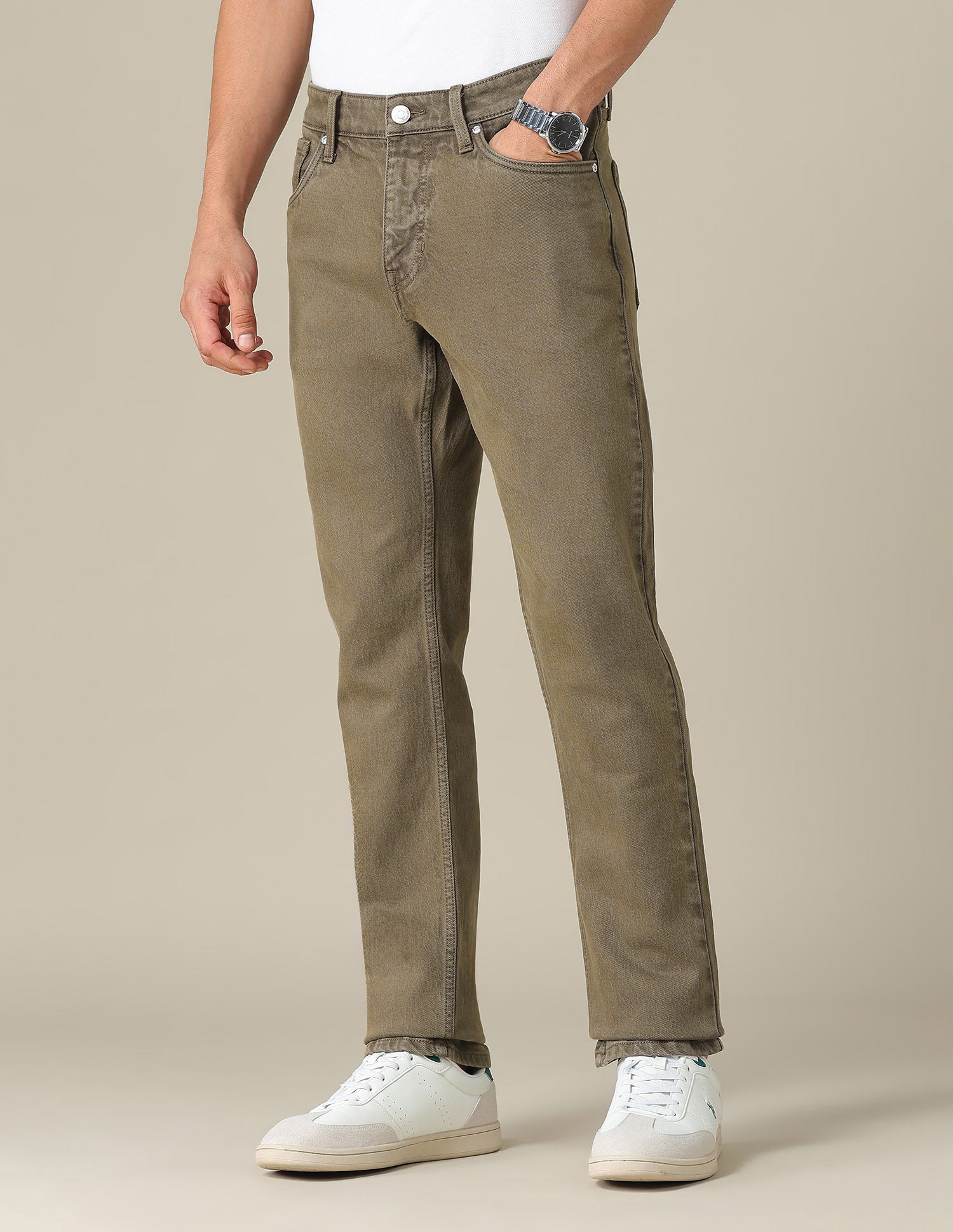 Brandon Slim Tapered Fit Brown Jeans Brown - U.S. POLO ASSN. | Large