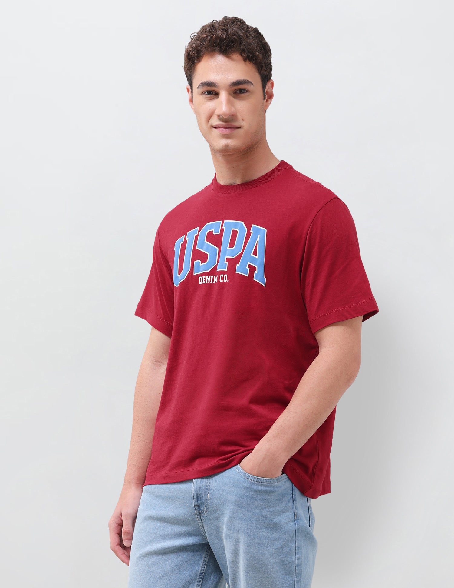 Brand Printed Relaxed Fit T-Shirt Red - U.S. Polo Assn. India | Large