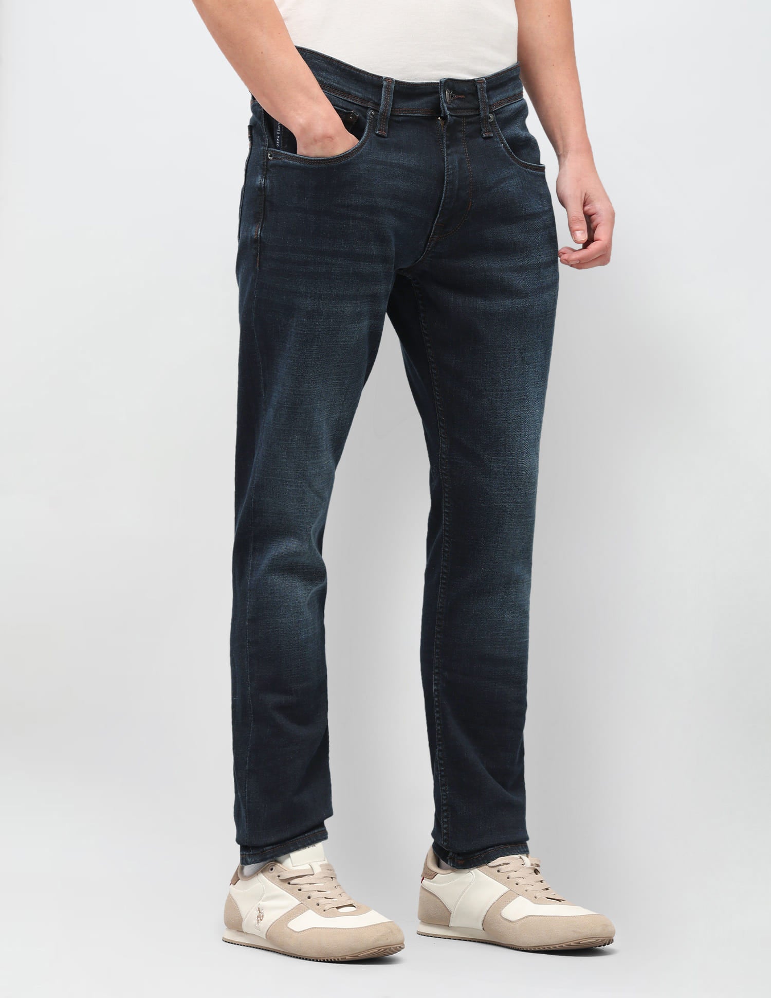 Solid Slim Tapered Jeans Blue - U.S. Polo Assn. India | Large
