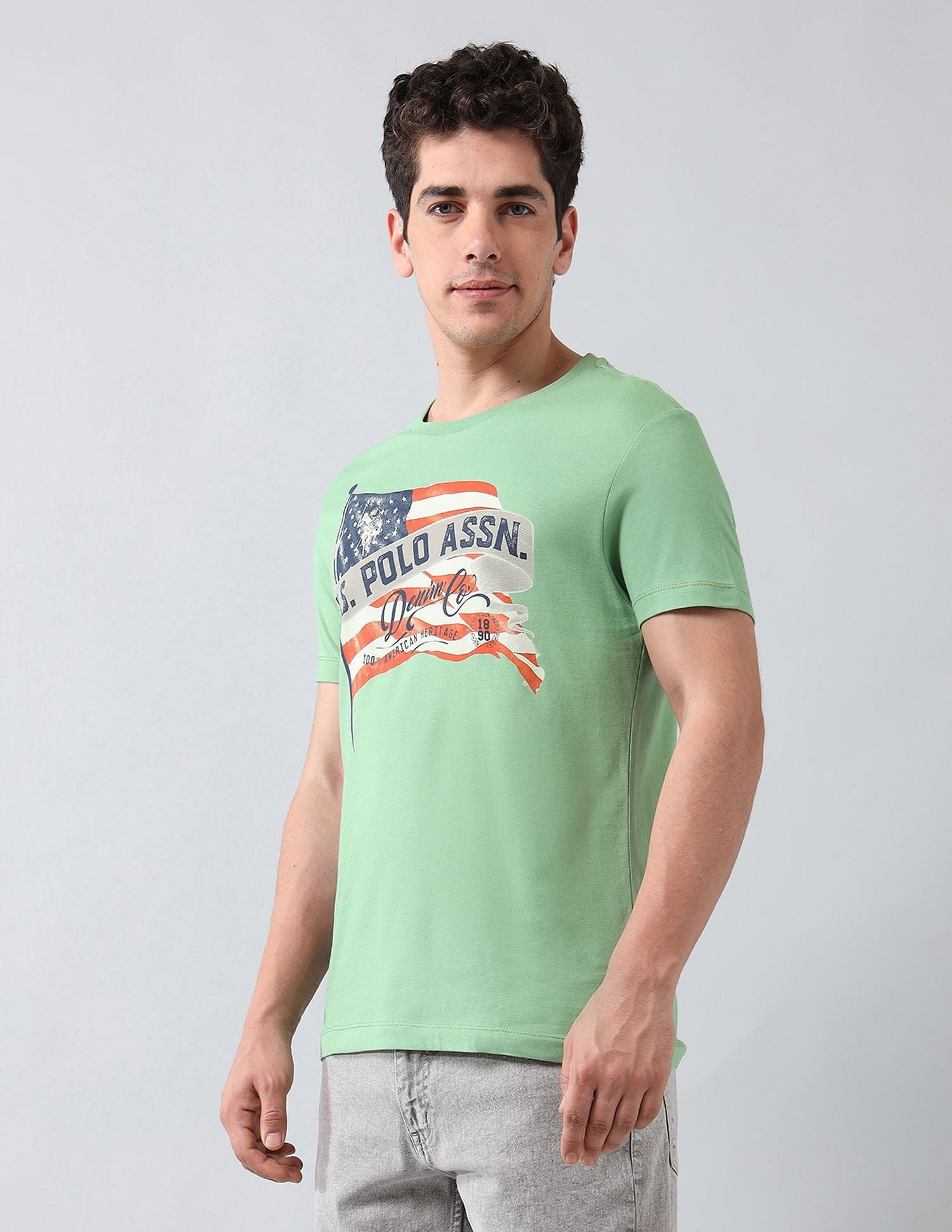 Muscle Fit Brand Printed T-Shirt Green - U.S. POLO ASSN. | Large