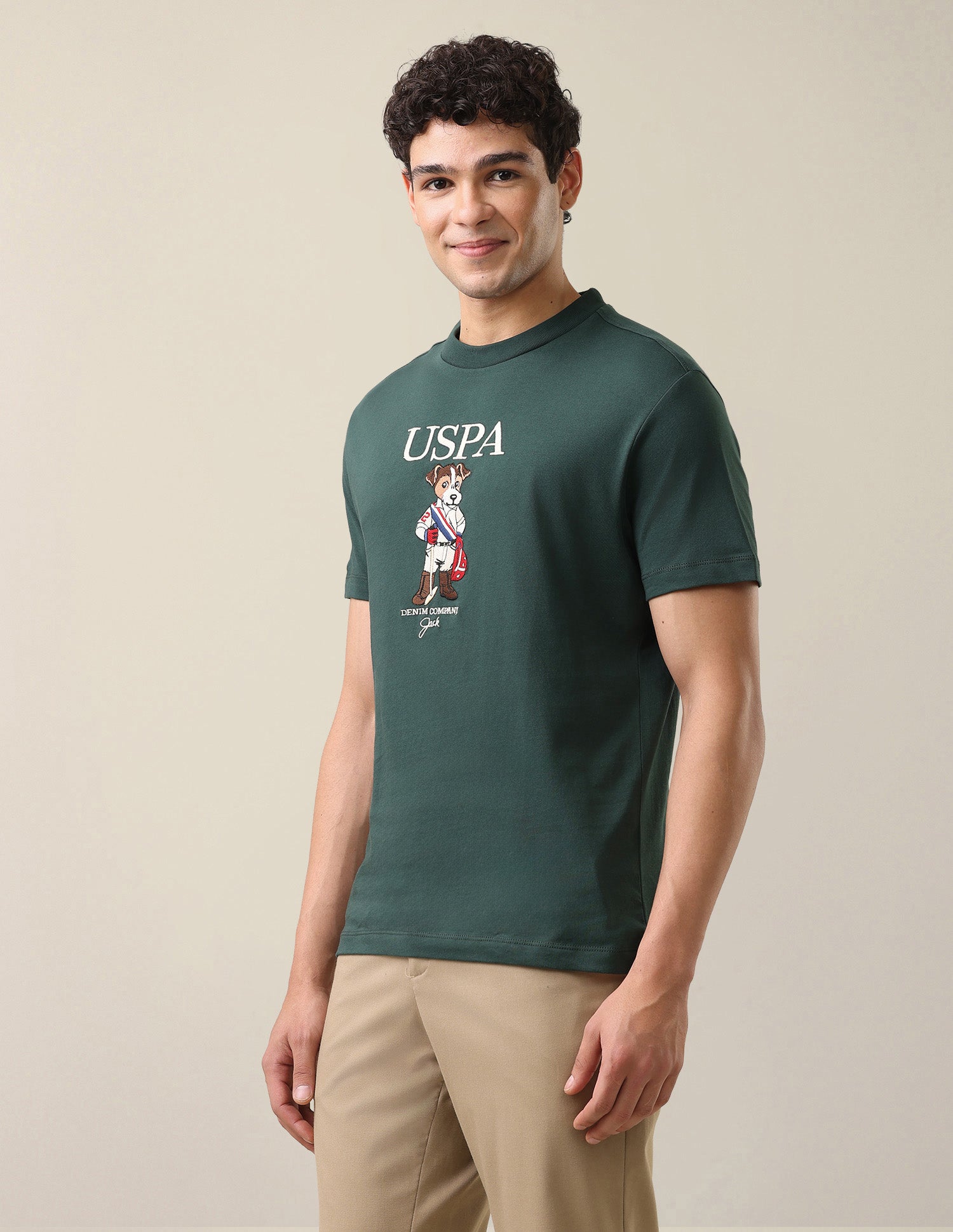 Graphic Brand Printed Slim Fit T-Shirt Dark Green - U.S. Polo Assn. India | Large