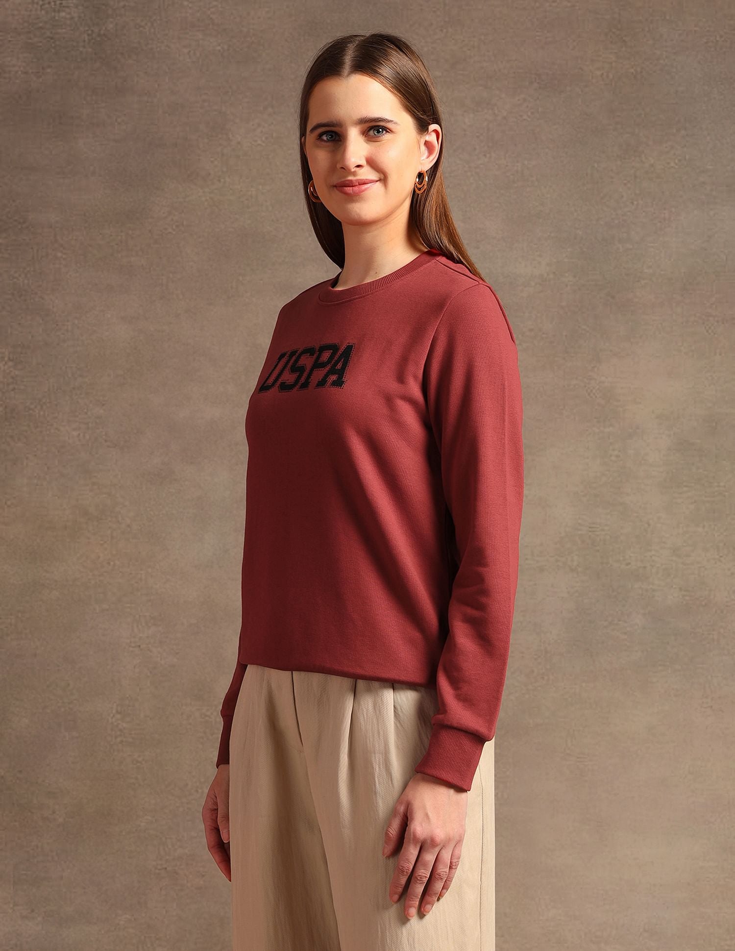 Drop Shoulder Appliqued Sweatshirt Rust - U.S. POLO ASSN. | Large