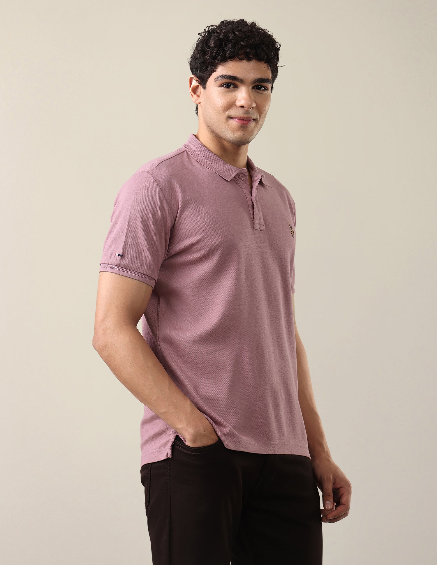 Solid Slim Fit Polo Shirt Peach - U.S. Polo Assn. India | Large