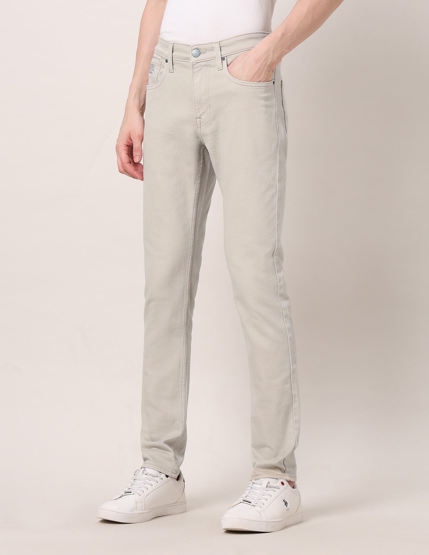 Brandon Slim Tapered Fit Beige Jeans Light Beige - U.S. POLO ASSN. | Large