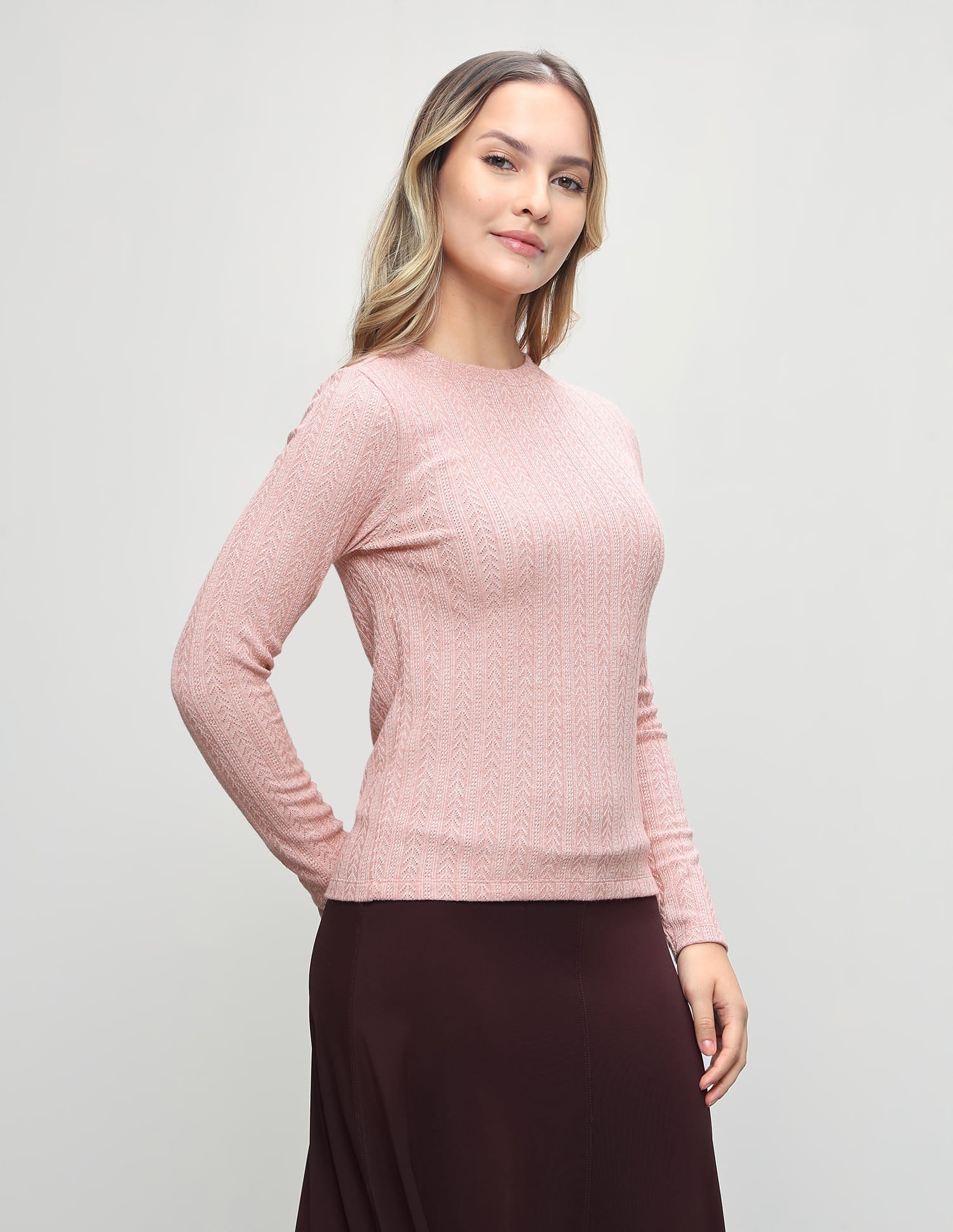 Patterned Knit Fitted Top Light Pink - U.S. Polo Assn. India | Large