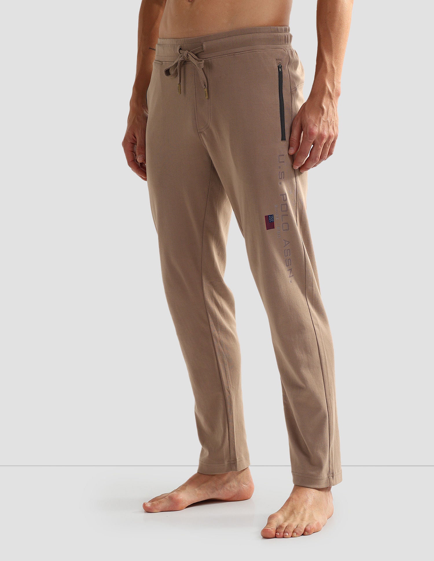 Mid Rise Solid OR002 Lounge Track Pants - Pack Of 1 Stucco - U.S. POLO ASSN. | Large