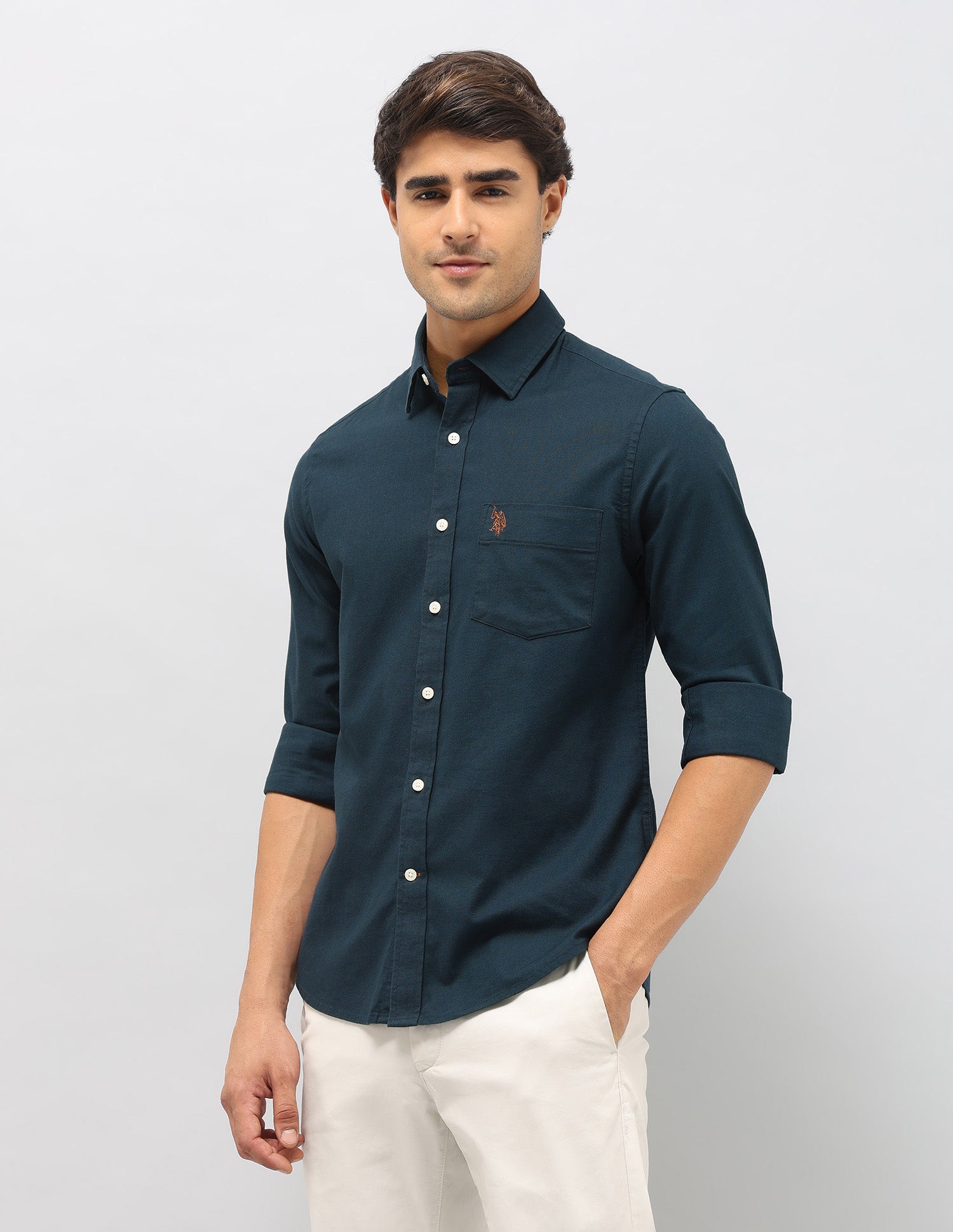 Tailored Fit Oxford Shirt Teal - U.S. Polo Assn. India | Large