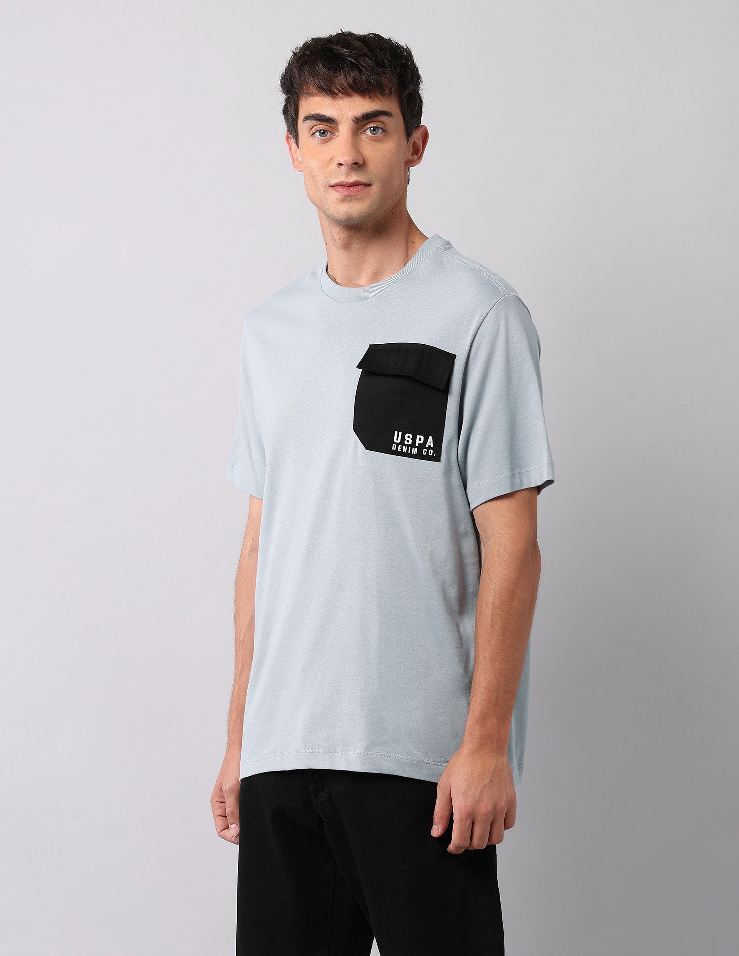 Muscle Fit Solid T-Shirt Light Grey - U.S. Polo Assn. India | Large