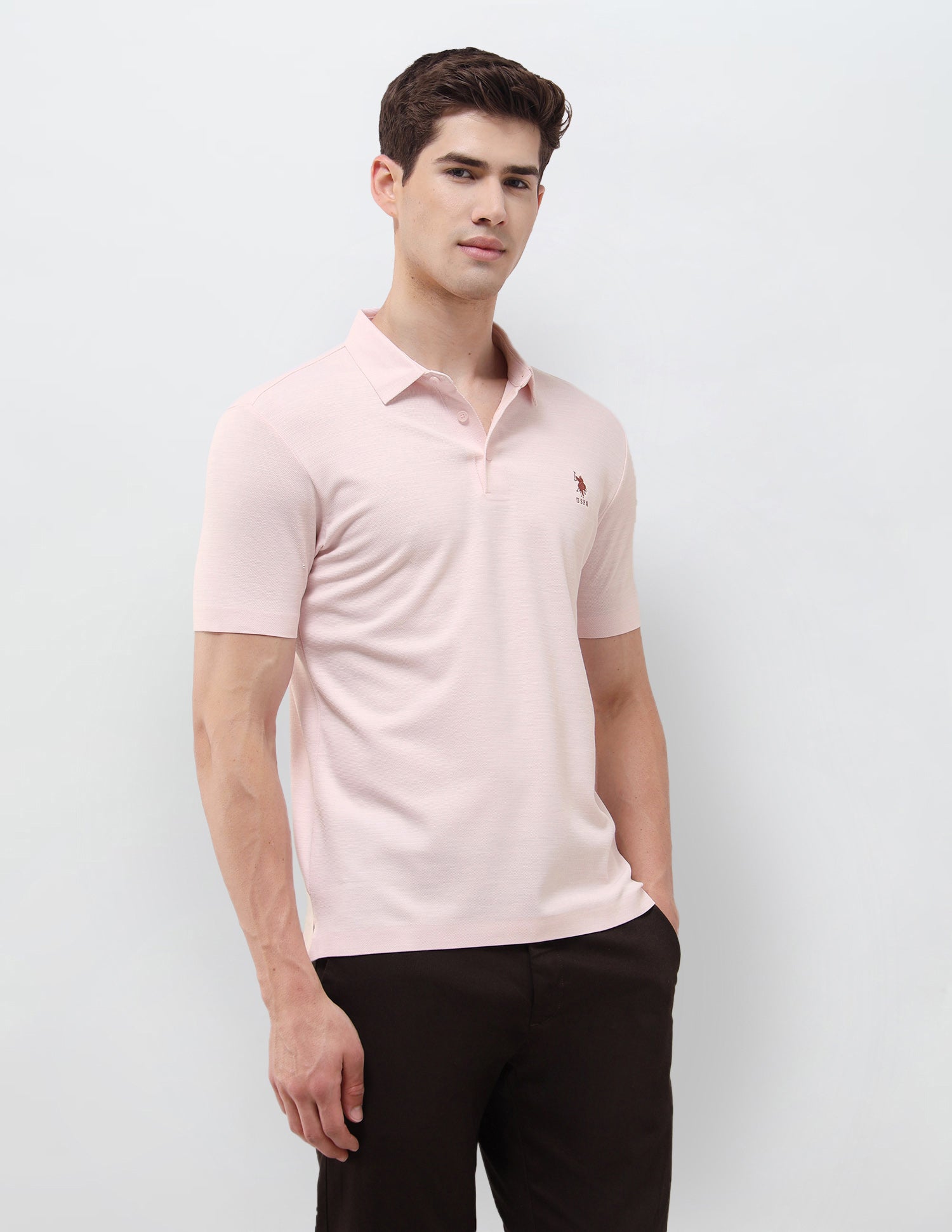 Solid Slim Fit Polo Shirt Pink - U.S. Polo Assn. India | Large