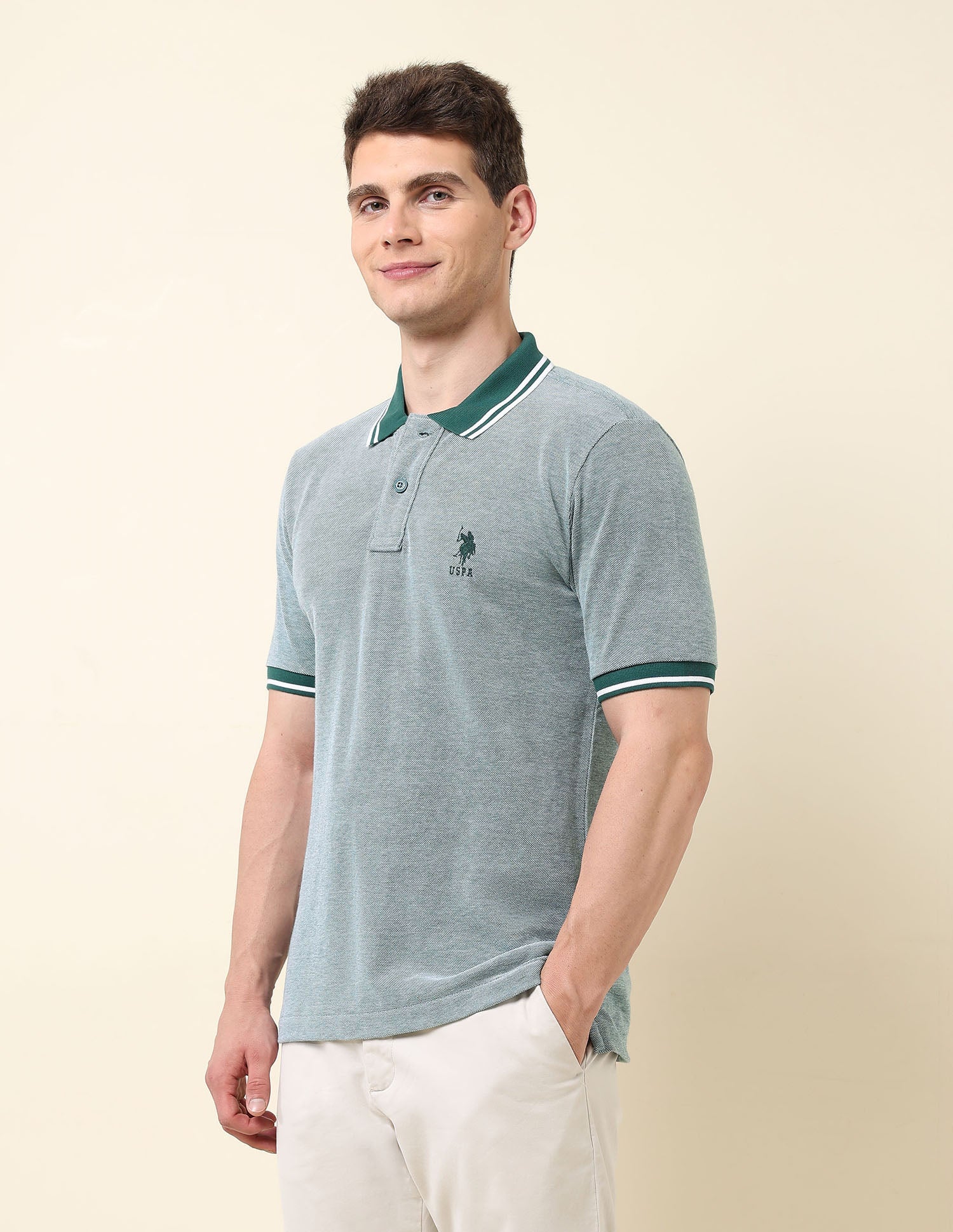 Heathered Classic Polo Shirt Dark Green - U.S. POLO ASSN. | Large