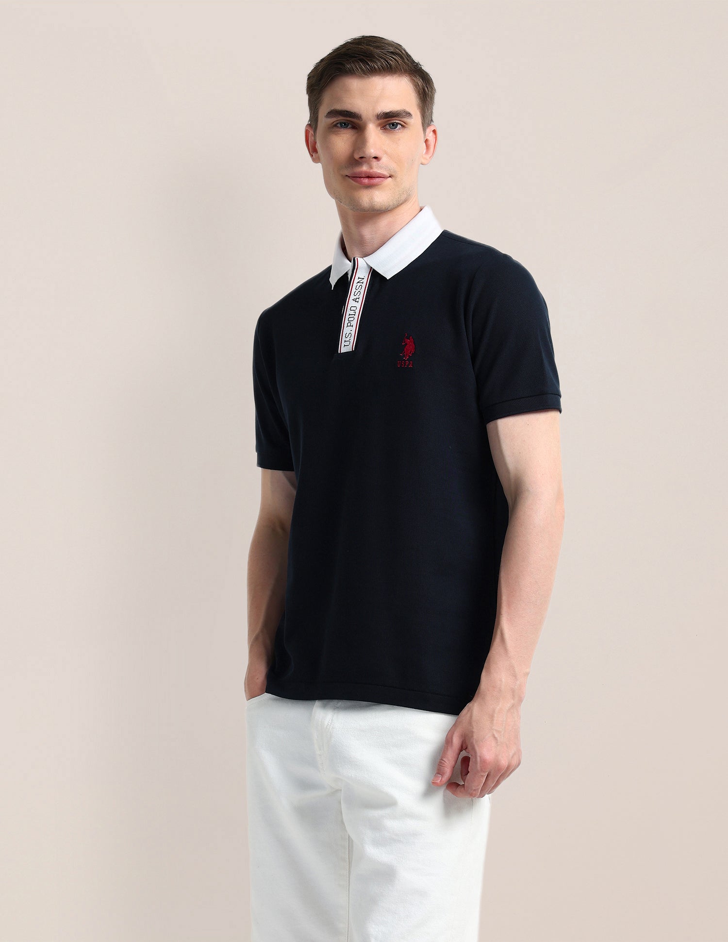 Solid Slim Fit Polo Shirt Navy - U.S. POLO ASSN. | Large