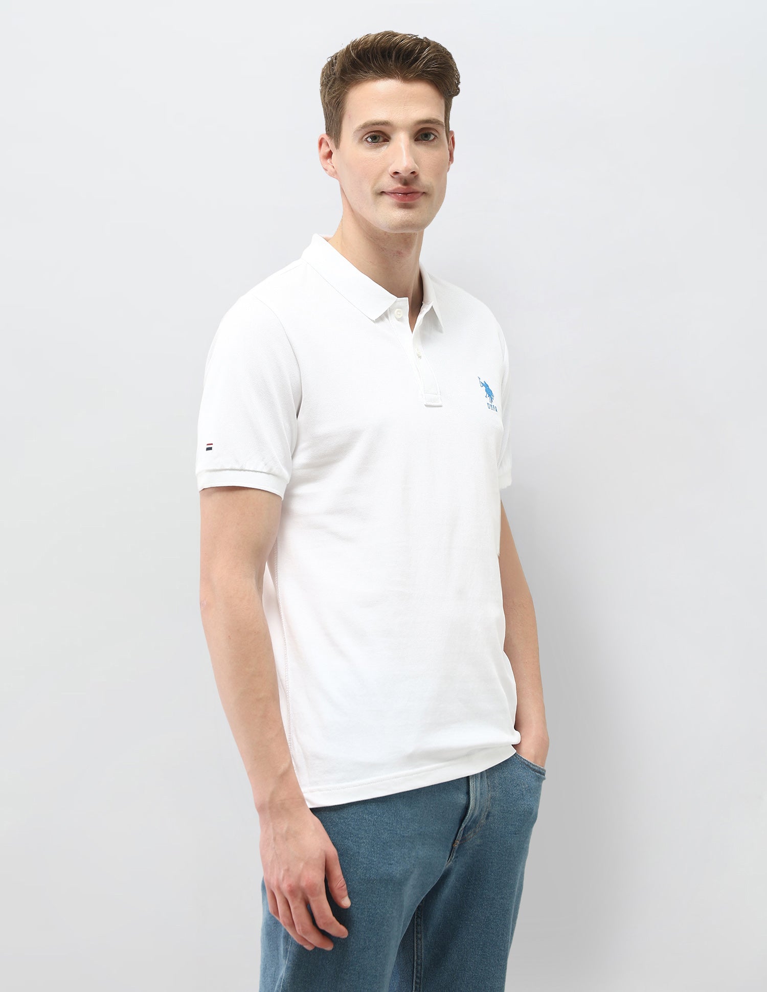 Solid Slim Fit Polo Shirt White - U.S. Polo Assn. India | Large