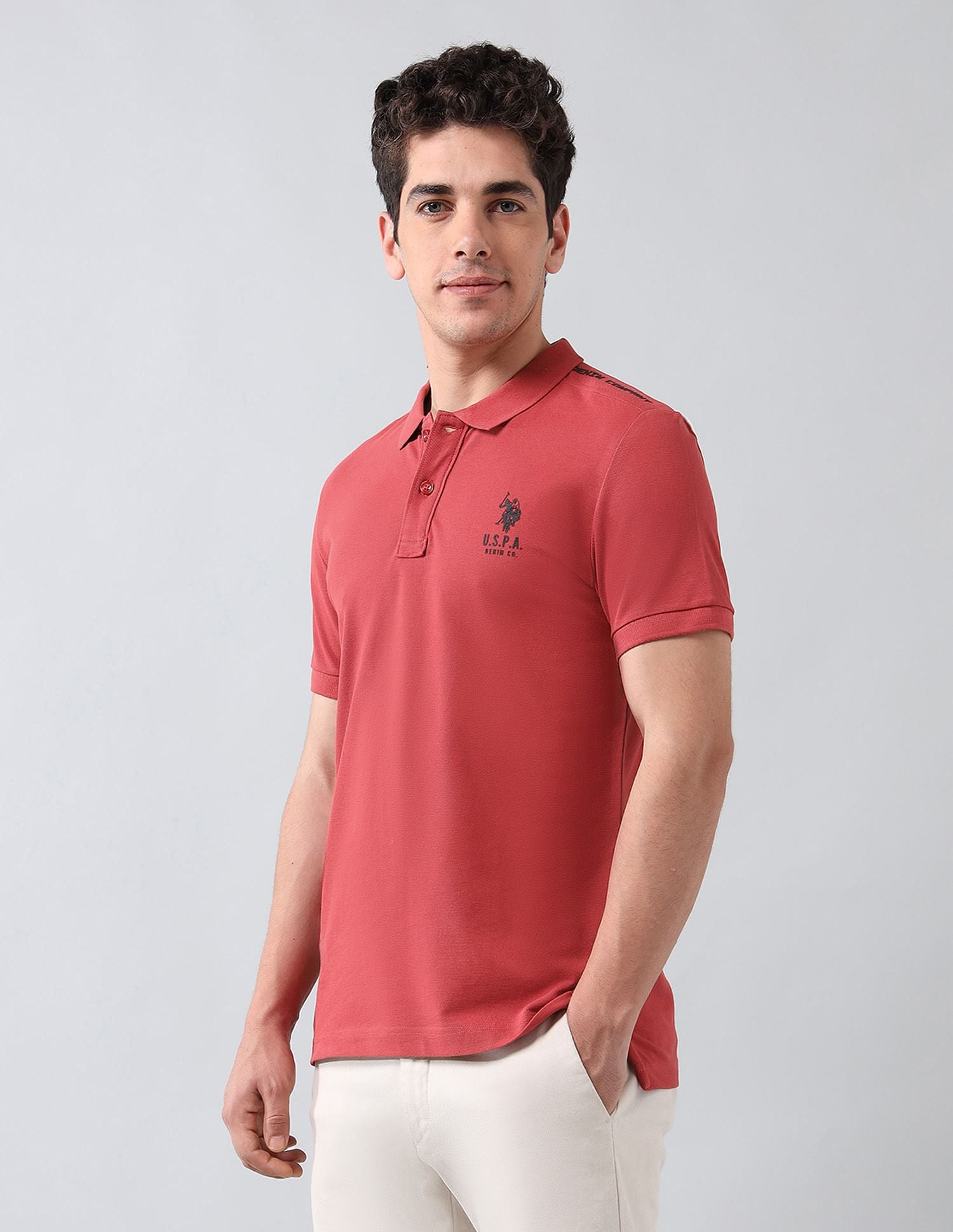Muscle Fit Pure Cotton Polo Shirt Red - U.S. Polo Assn. India | Large