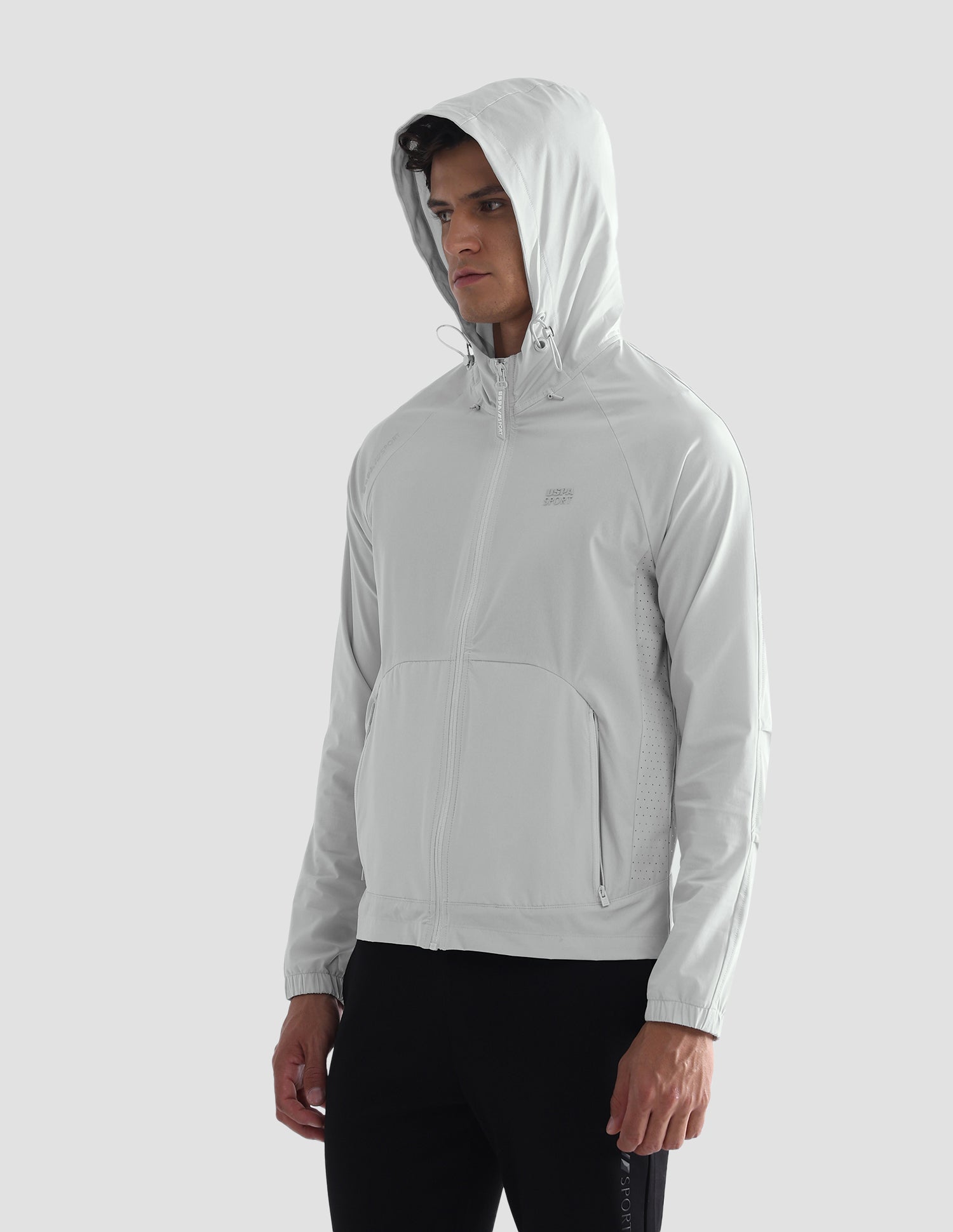 Solid Hooded Active Jacket Grey - U.S. Polo Assn. India | Large