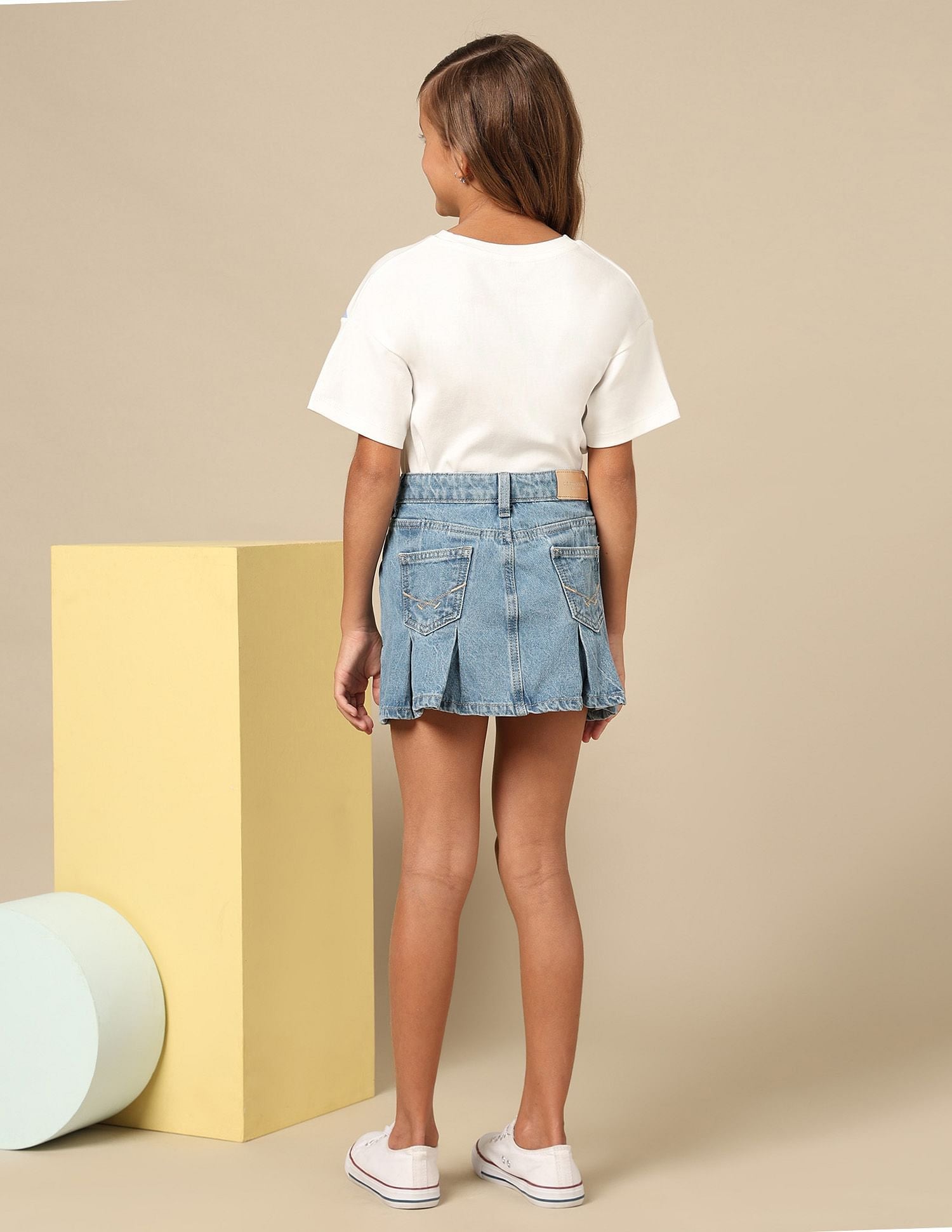 Girls Denim Pleated Skorts Blue - U.S. POLO ASSN. | Large