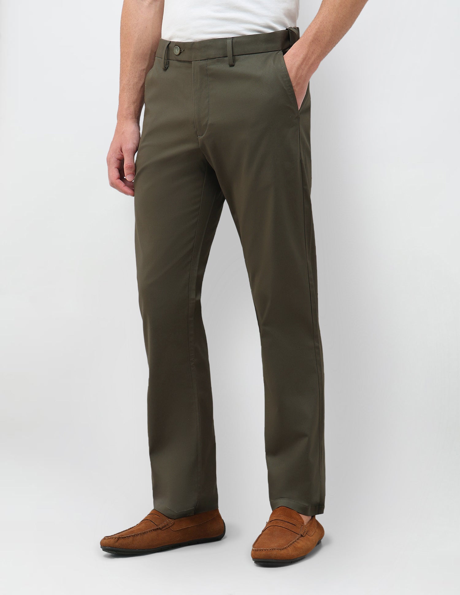 Twill Riley Straight Fit Trousers Olive - U.S. Polo Assn. India | Large