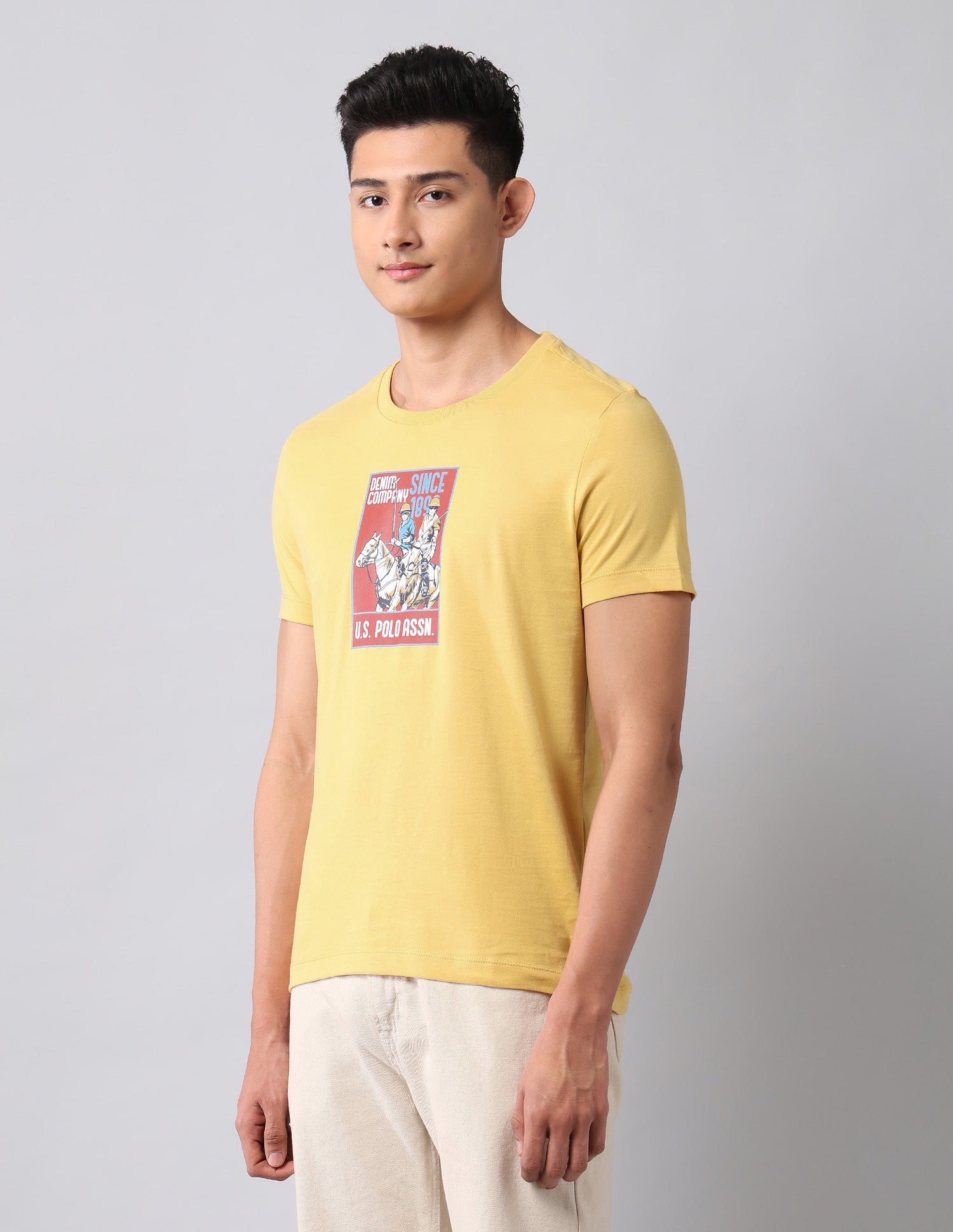 Graphic Printed Muscle Fit T-Shirt Yellow - U.S. Polo Assn. India | Large