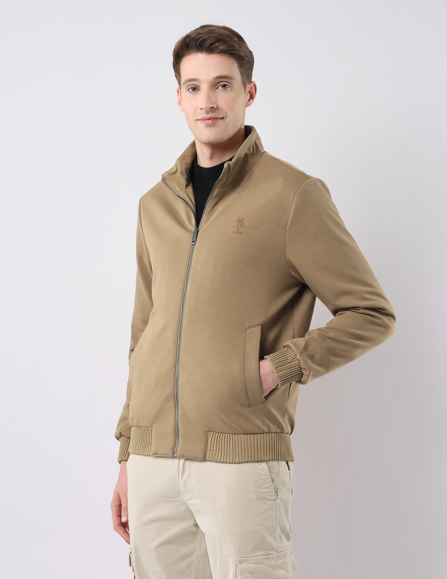 Reversible Heathered Regular Fit Jacket Brown - U.S. Polo Assn. India | Large