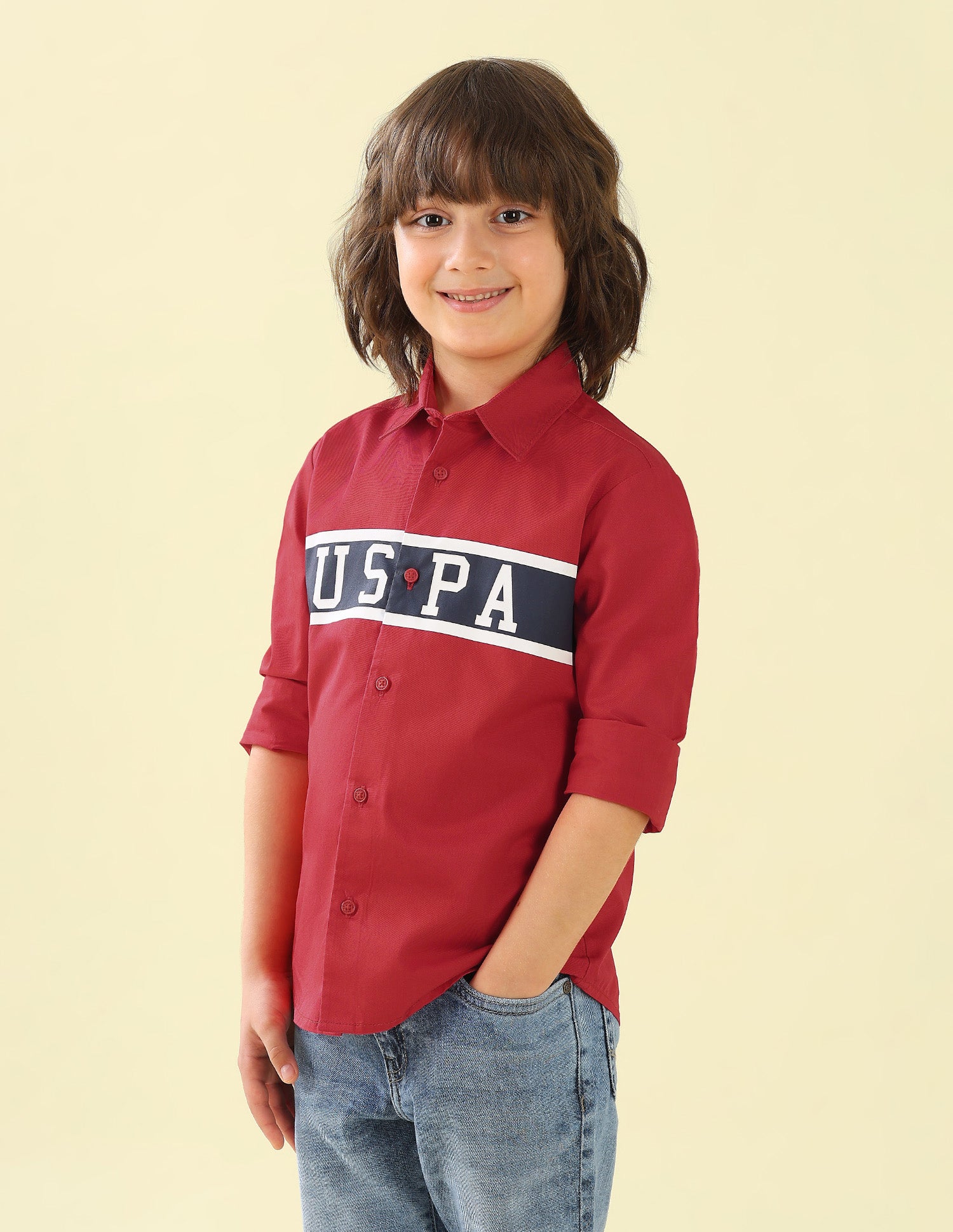 Twill Brand Printed Shirt Red - U.S. Polo Assn. India | Large