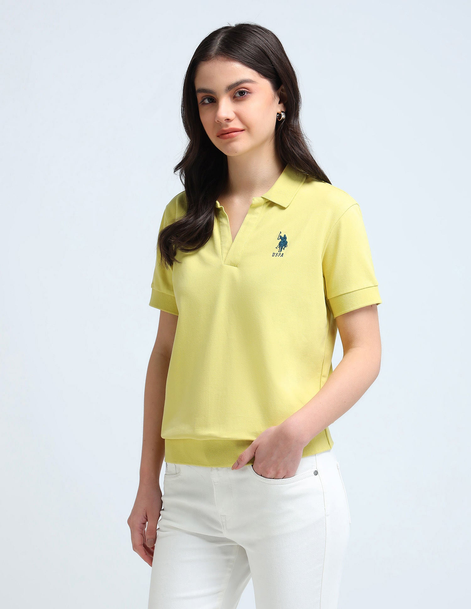 Open Placket Relaxed Polo Shirt Yellow - U.S. POLO ASSN. | Large