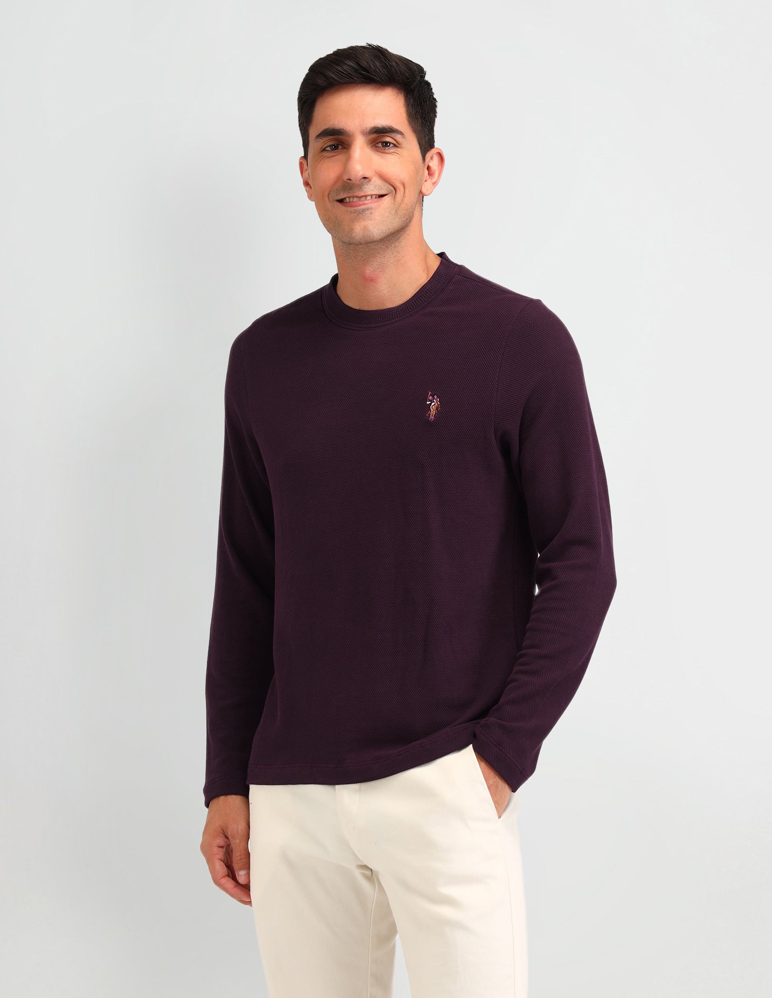 Solid Muscle Fit T-Shirt Ecru - U.S. Polo Assn. India | Large