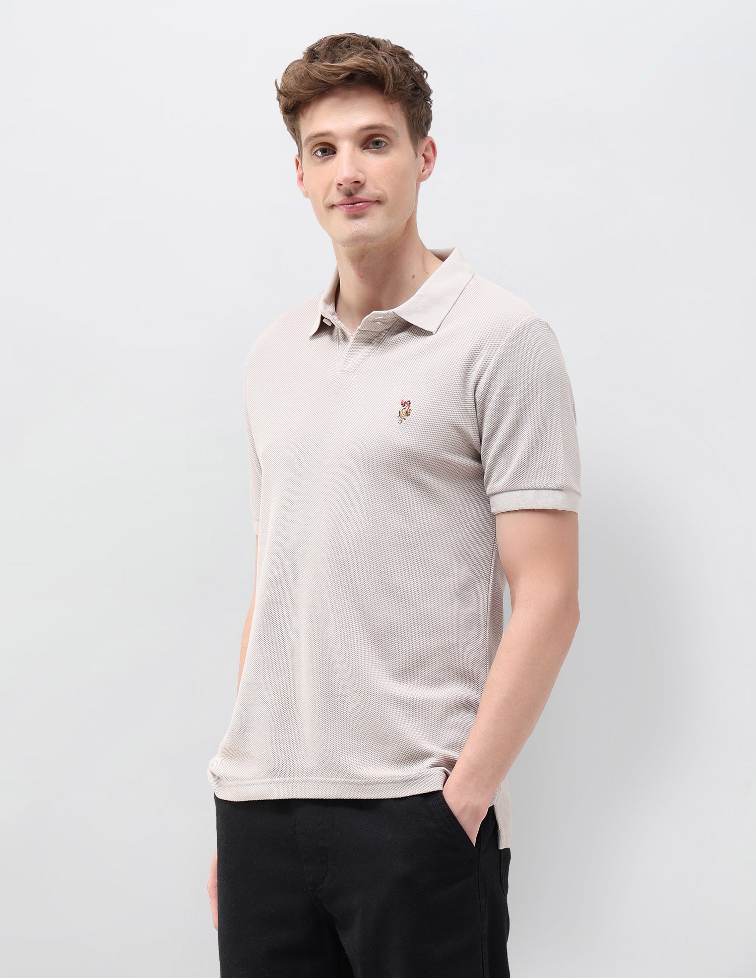 Textured Muscle Fit Polo Shirt Grey - U.S. Polo Assn. India | Large