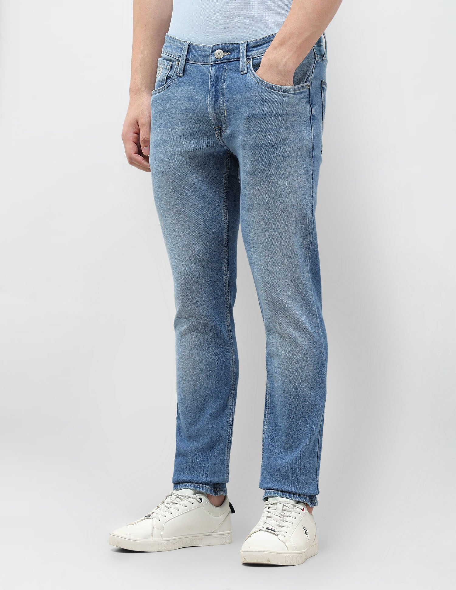 Brandon Slim Tapered Fit Whiskered Jeans Light Blue - U.S. POLO ASSN. | Large