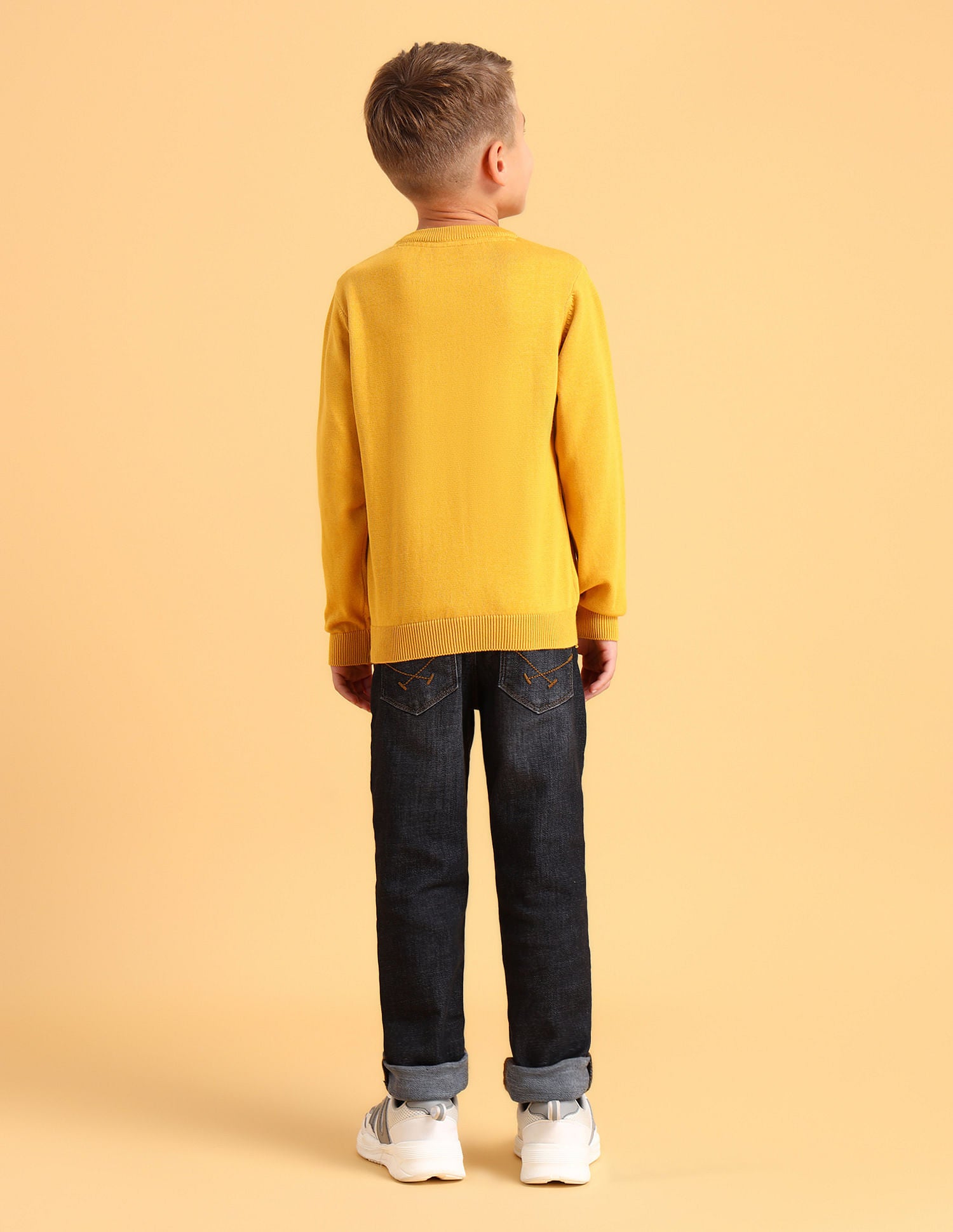 Boys Printed Cotton Sweater Yellow - U.S. POLO ASSN. | Large