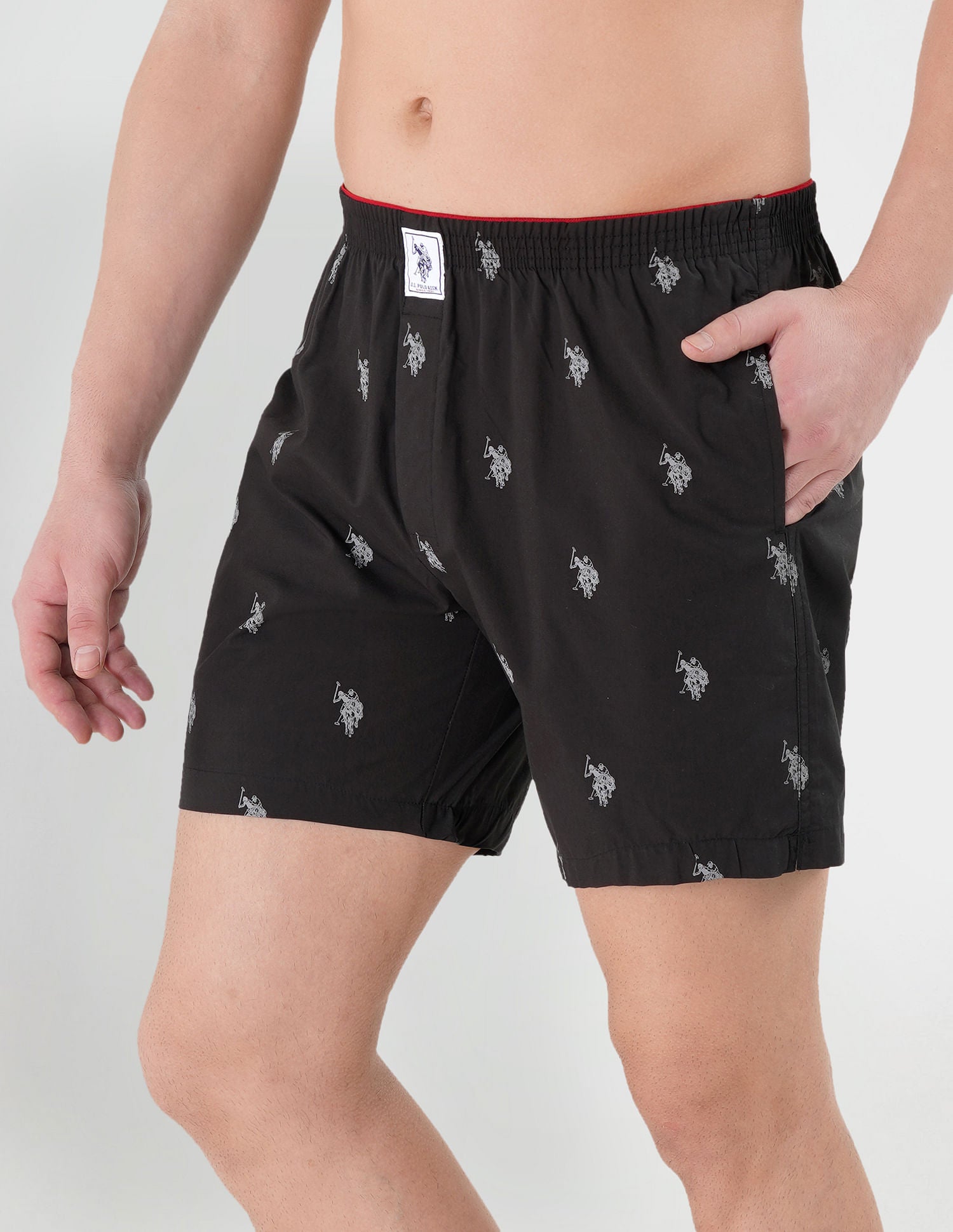 Signature Logo Pure Cotton I021 Boxers - Pack Of 1 Black - U.S. POLO ASSN. | Large