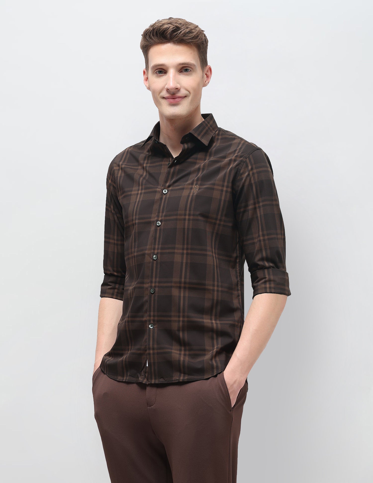 Plaid Checked Regular Fit Shirt Brown - U.S. Polo Assn. India | Large