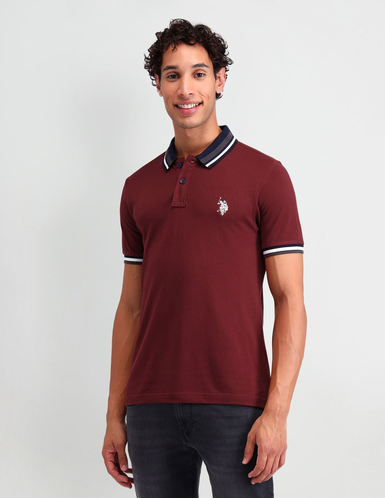 Outdoor Muscle Fit Solid Polo Shirt Maroon - U.S. POLO ASSN. | Large