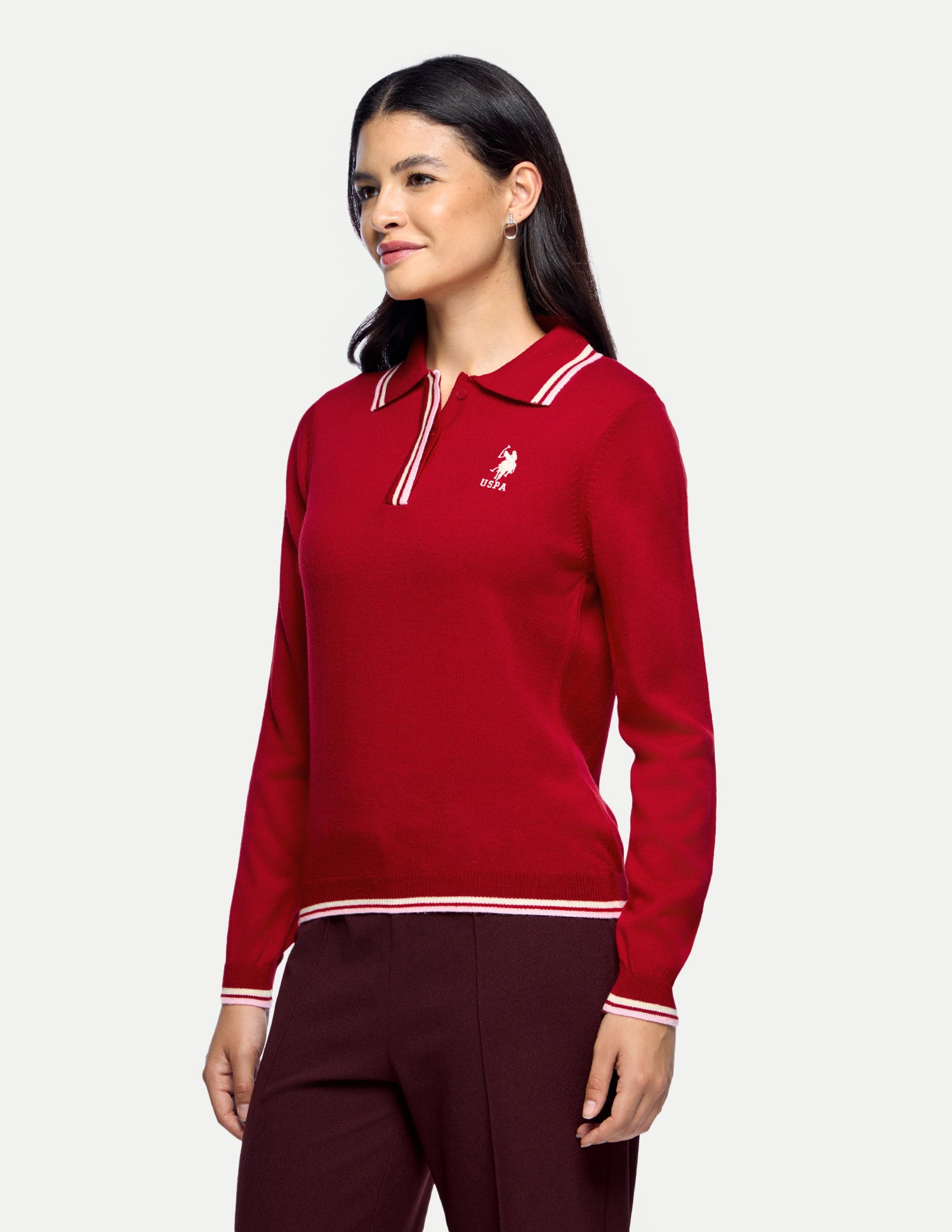 Solid Regular Fit Sweater Red - U.S. Polo Assn. India | Large