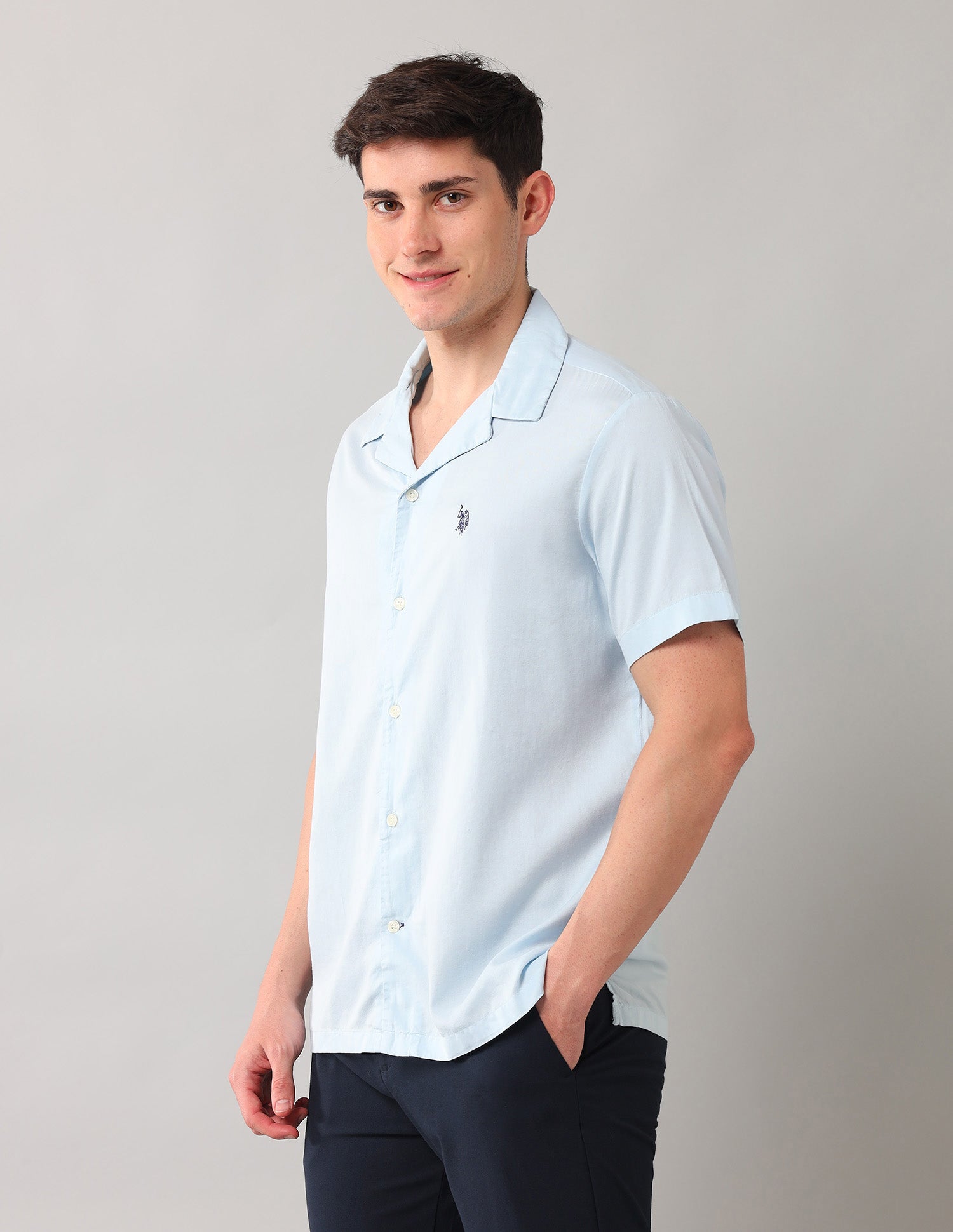 Solid Twill Shirt Light Blue - U.S. POLO ASSN. | Large