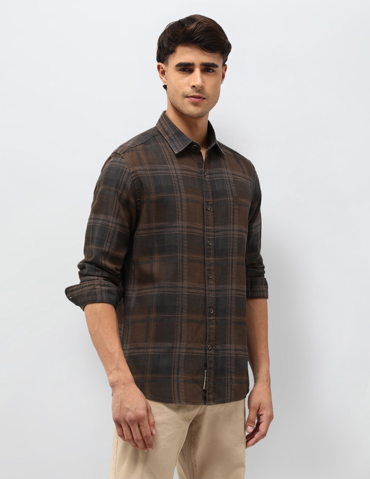 Plaid Checked Twill Shirt Brown - U.S. POLO ASSN. | Large