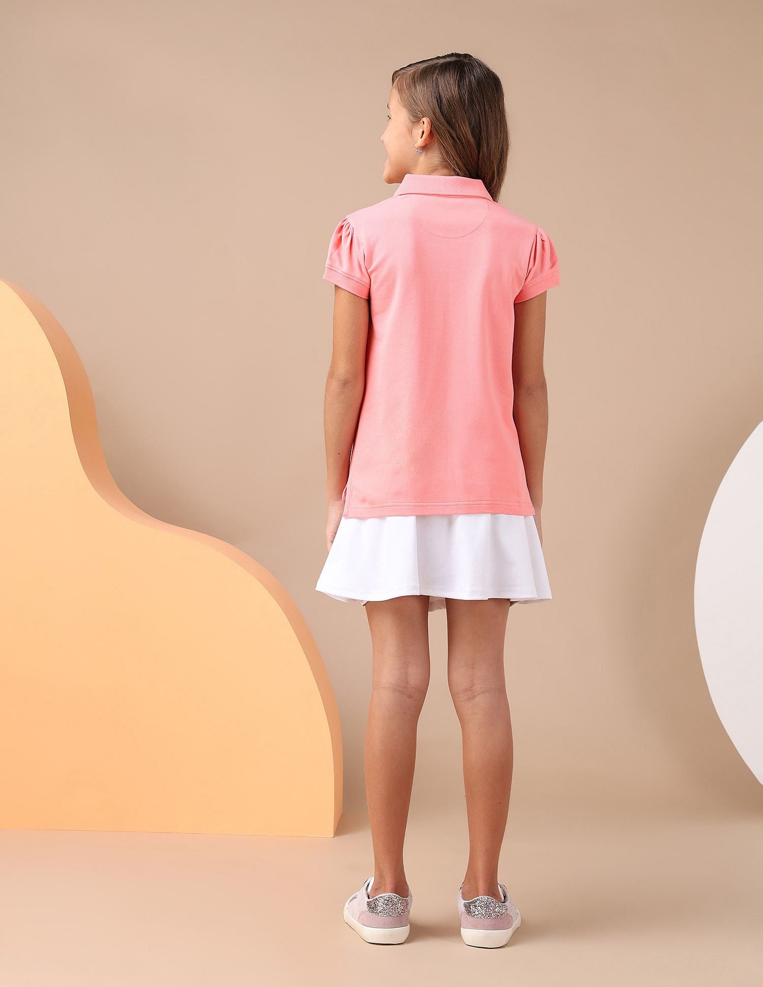 Girls Brand Printed Relaxed Fit Polo Shirt Pink - U.S. POLO ASSN. | Large