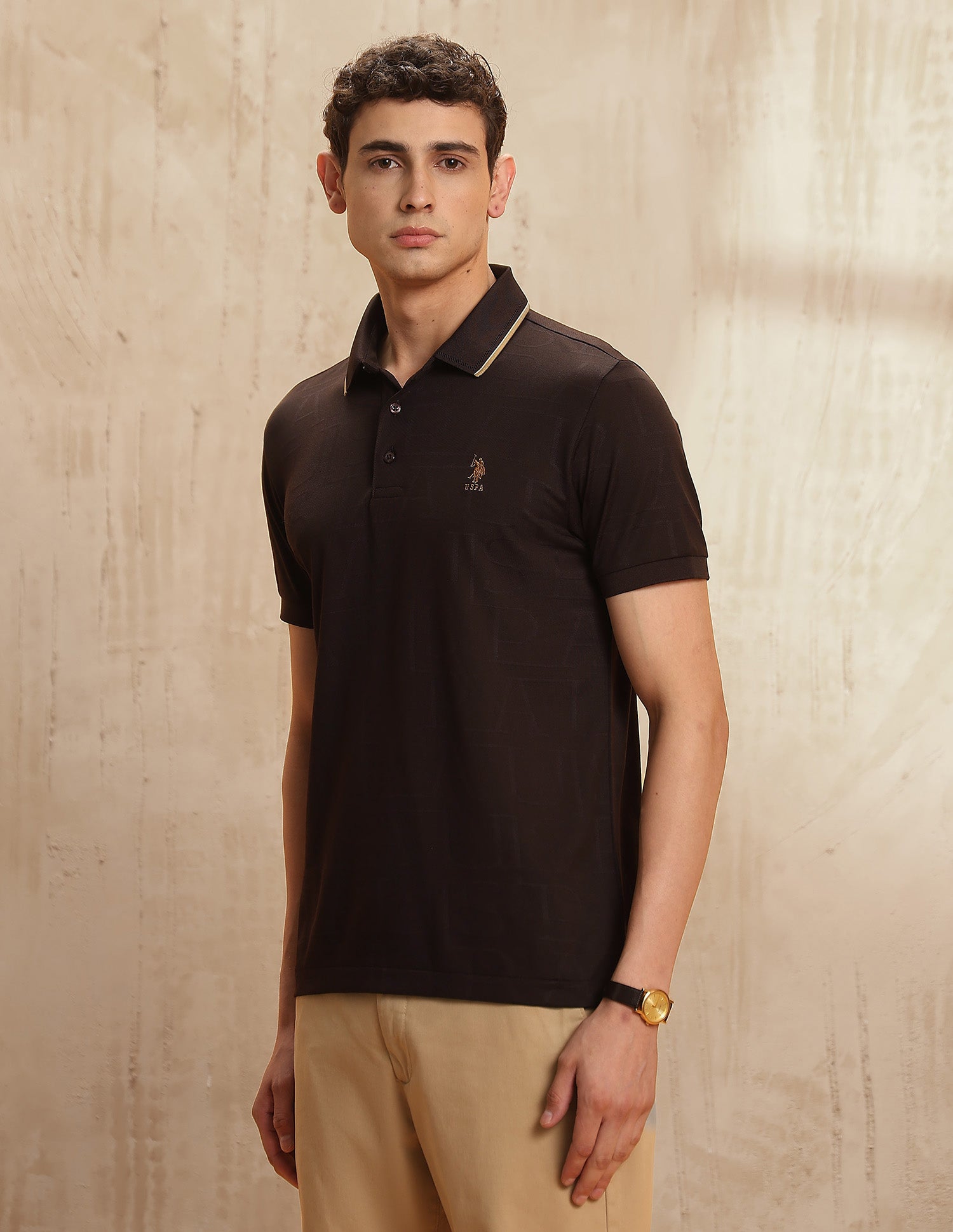 Brand Self Regular Fit Polo Shirt Dark Brown - U.S. POLO ASSN. | Large