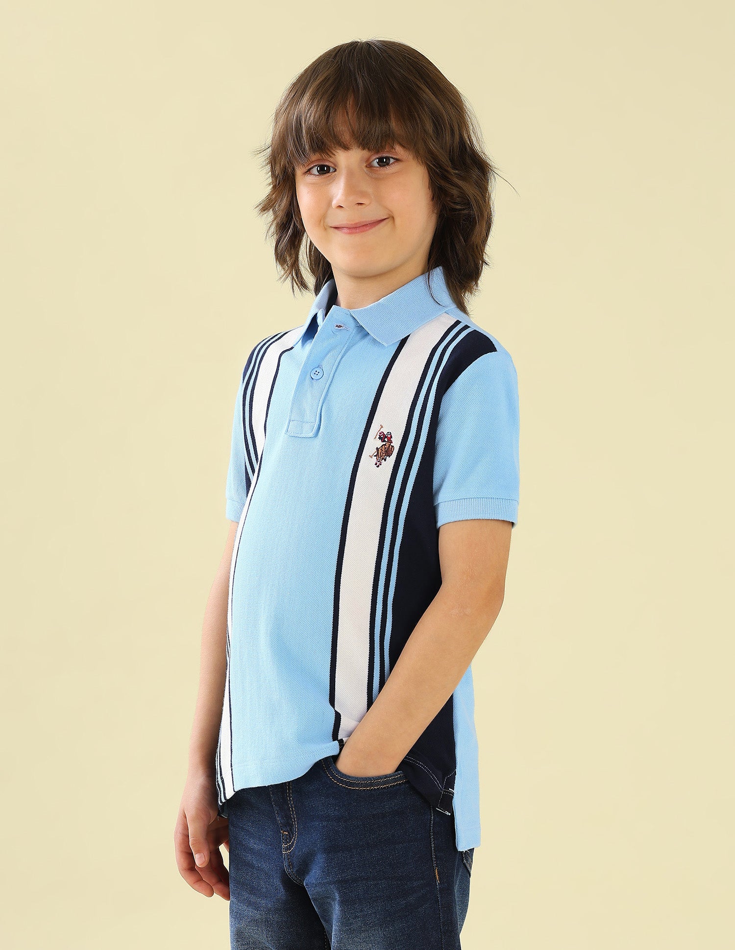 Vertical Striped Regular Fit Polo Shirt Blue - U.S. Polo Assn. India | Large