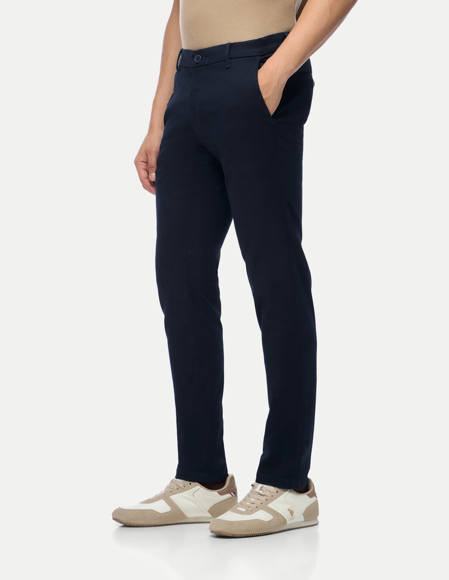 Austin Trim Regular Fit Mid Rise Trousers Navy - U.S. Polo Assn. India | Large