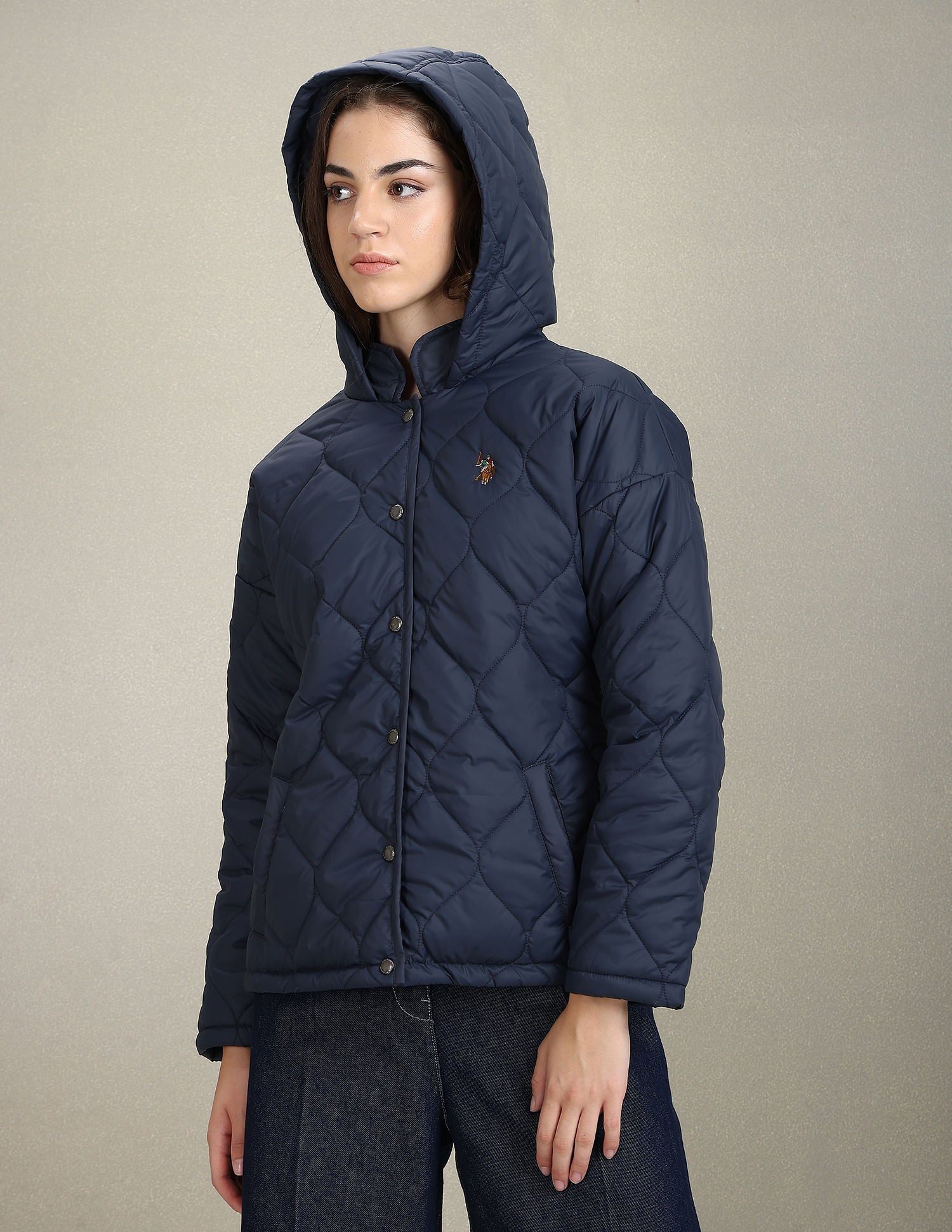 Hooded Puffer Jacket Navy - U.S. Polo Assn. India | Large