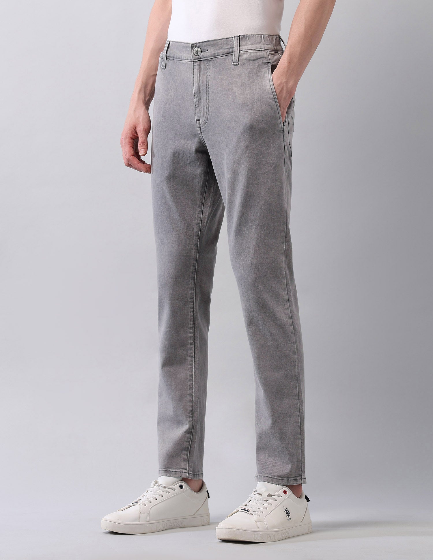 Stone Washed Regular Fit Blue Jeans Grey - U.S. Polo Assn. India | Large