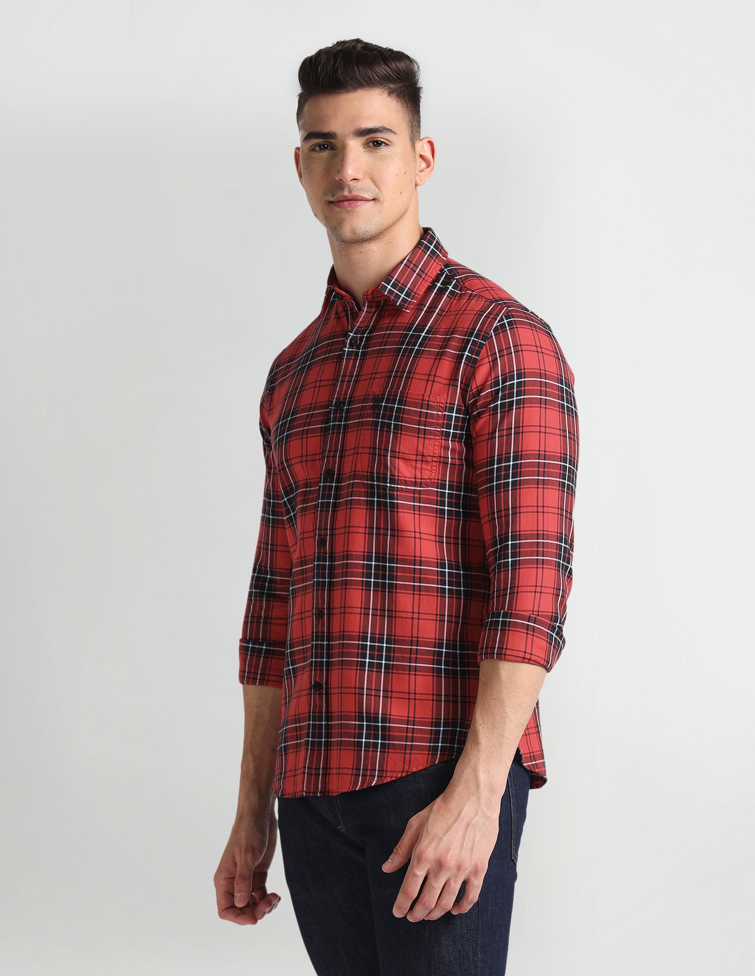 Cutaway Collar Tartan Shirt Red - U.S. Polo Assn. India | Large