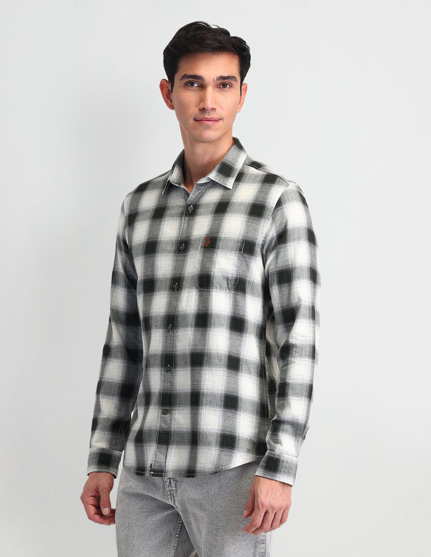 Tartan Check Regular Fit Shirt Olive - U.S. Polo Assn. India | Large