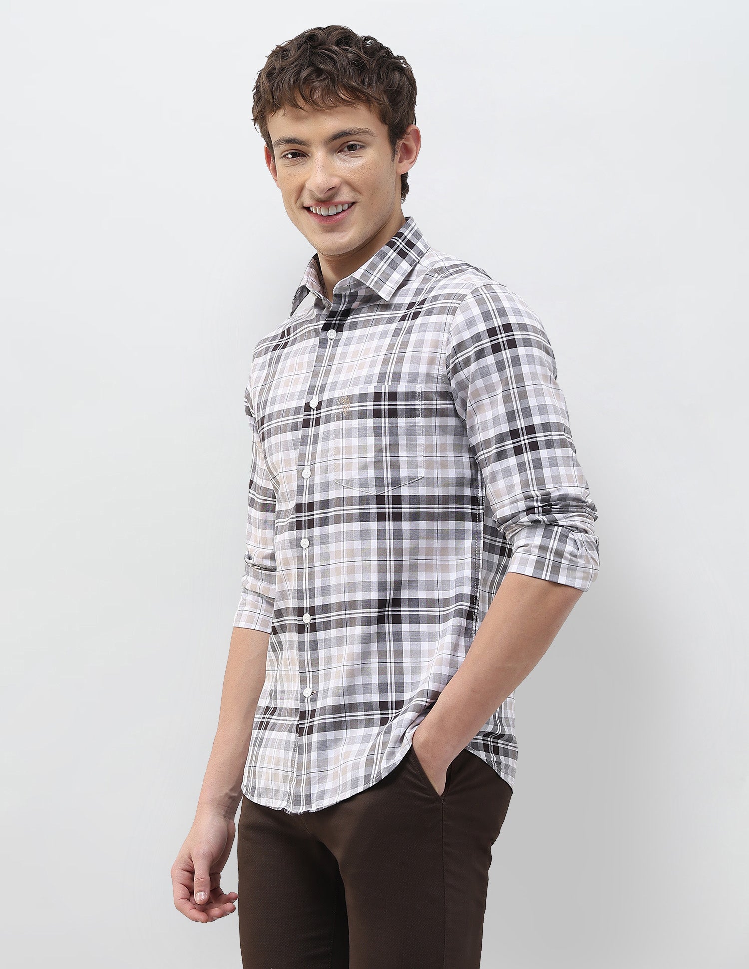 Tartan Checked Regular Fit Shirt Brown - U.S. Polo Assn. India | Large